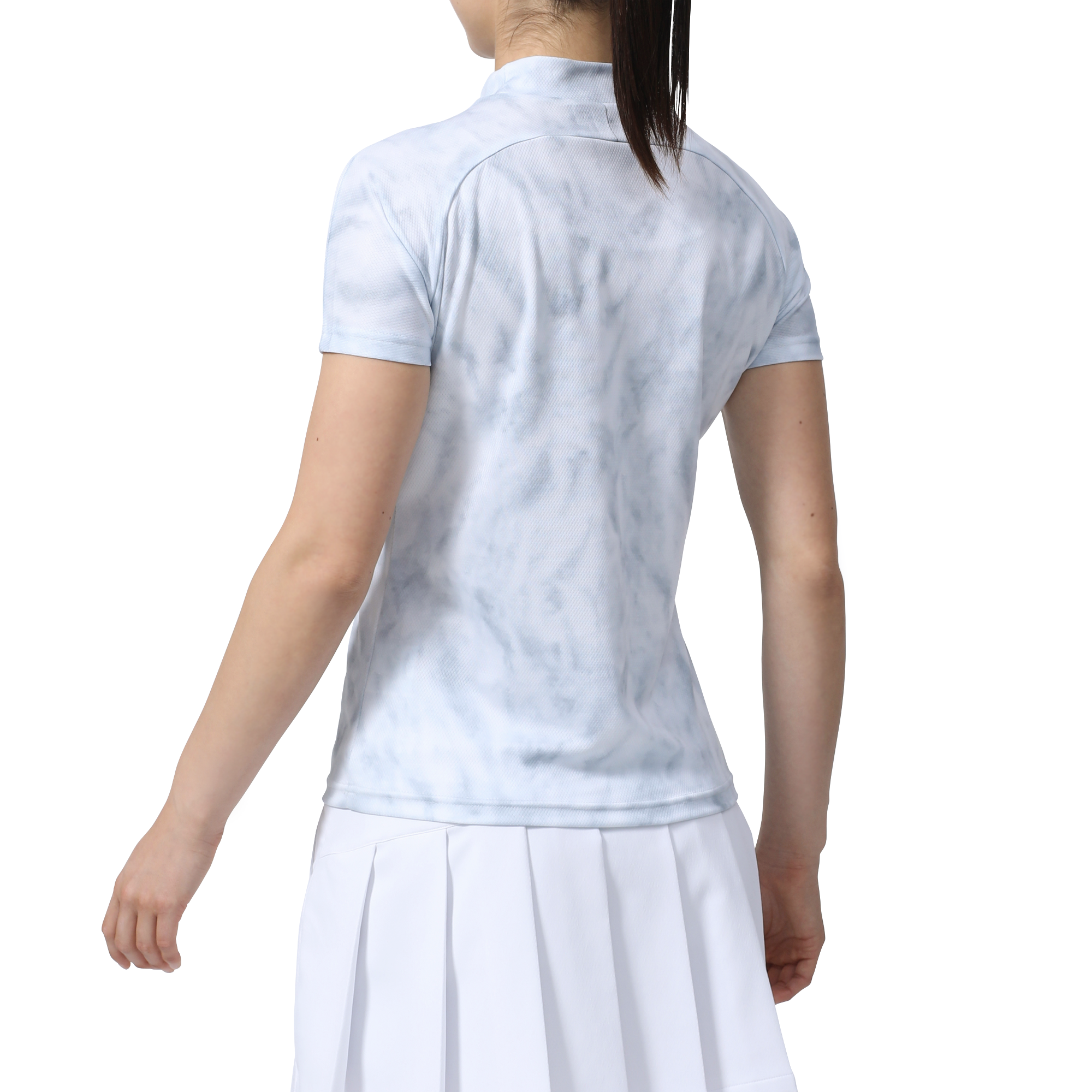 タイダイプリント半袖モックネックシャツ