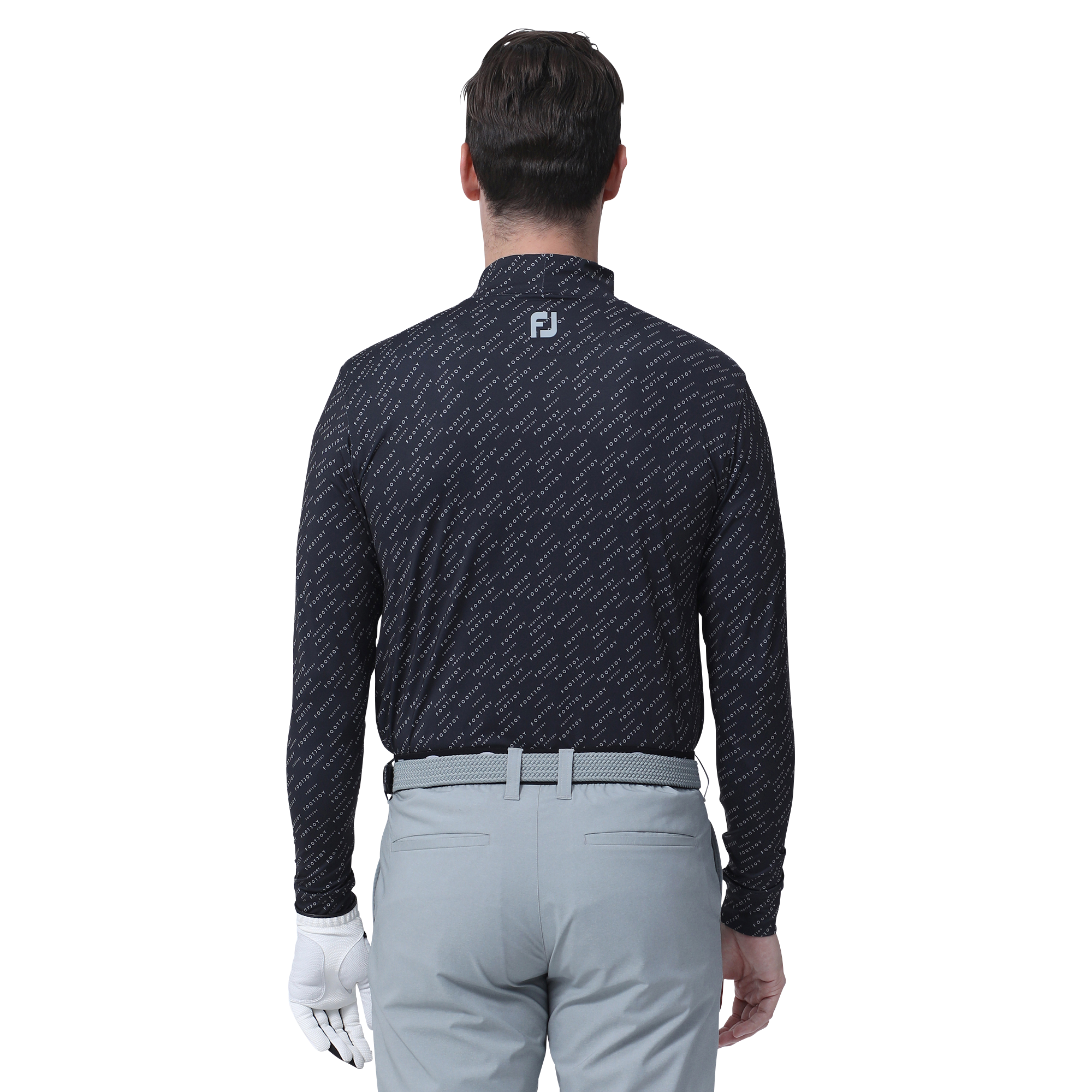 MEN'S ロゴプリント長袖モックネックシャツ