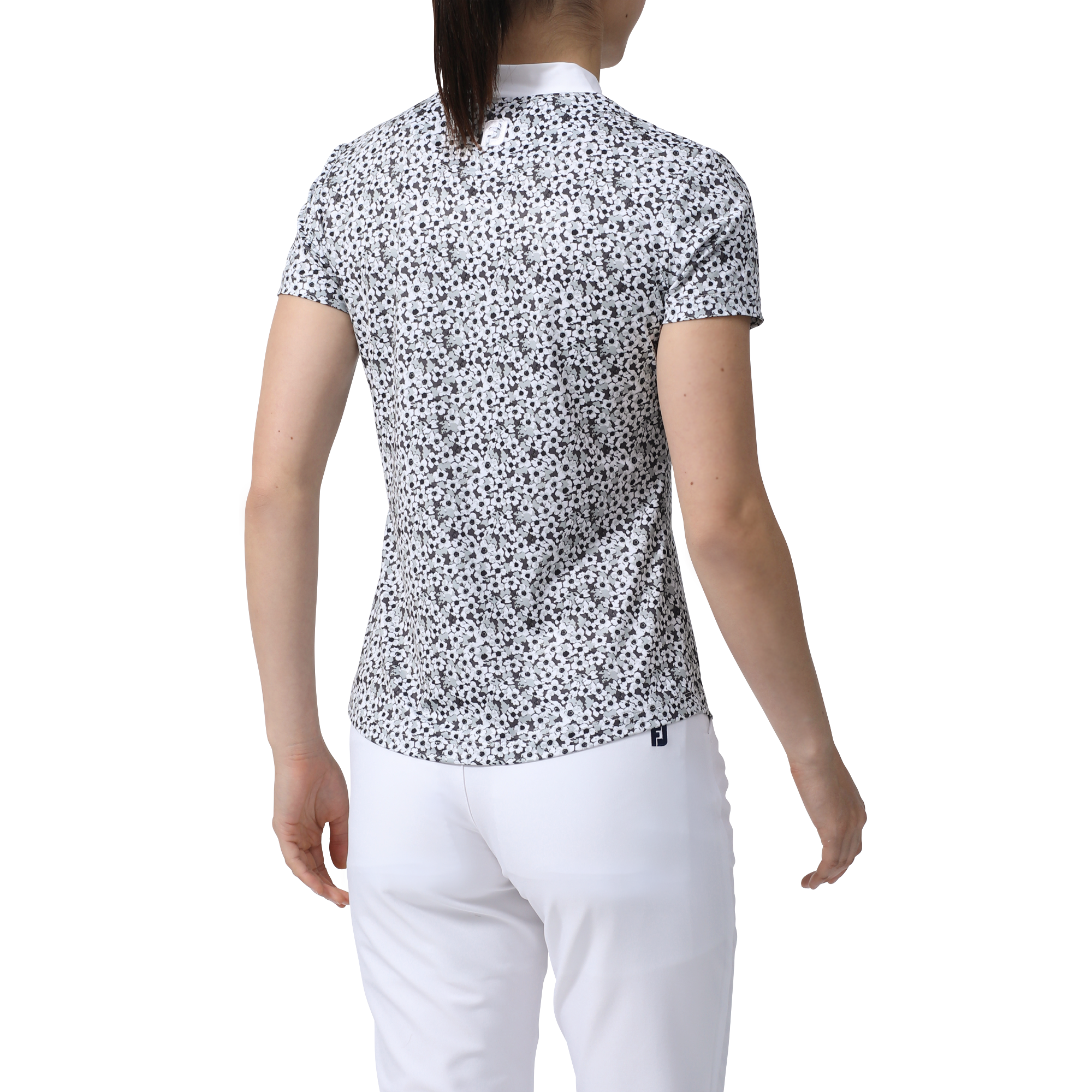 サクラソウプリント半袖モックネックシャツ