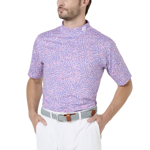 コンパクトカモ ストレッチライル半袖モックネックシャツ