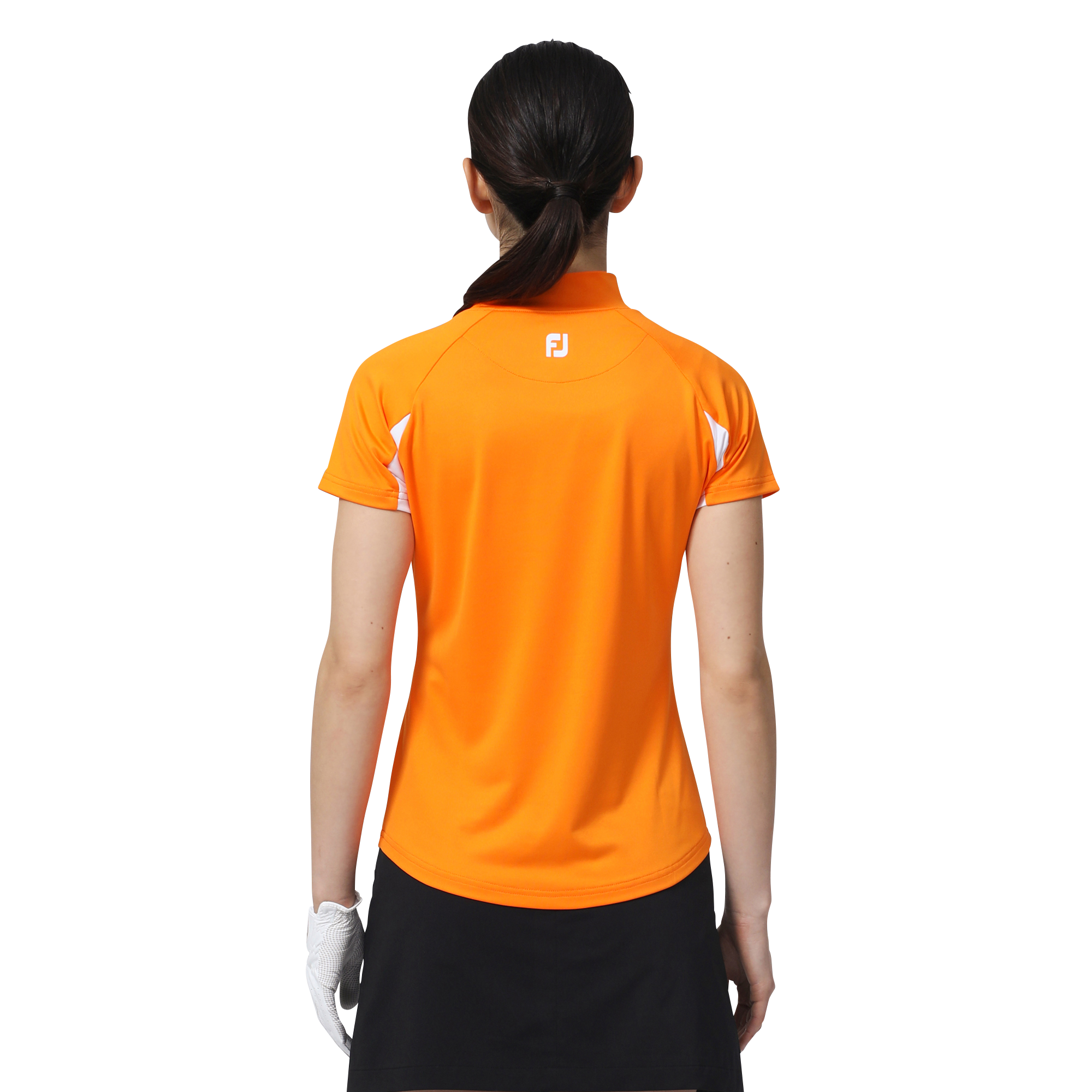 WOMEN'S カラーブロックラグラン半袖モックネックシャツ