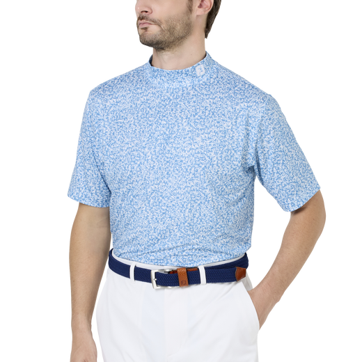 コンパクトカモ ストレッチライル半袖モックネックシャツ