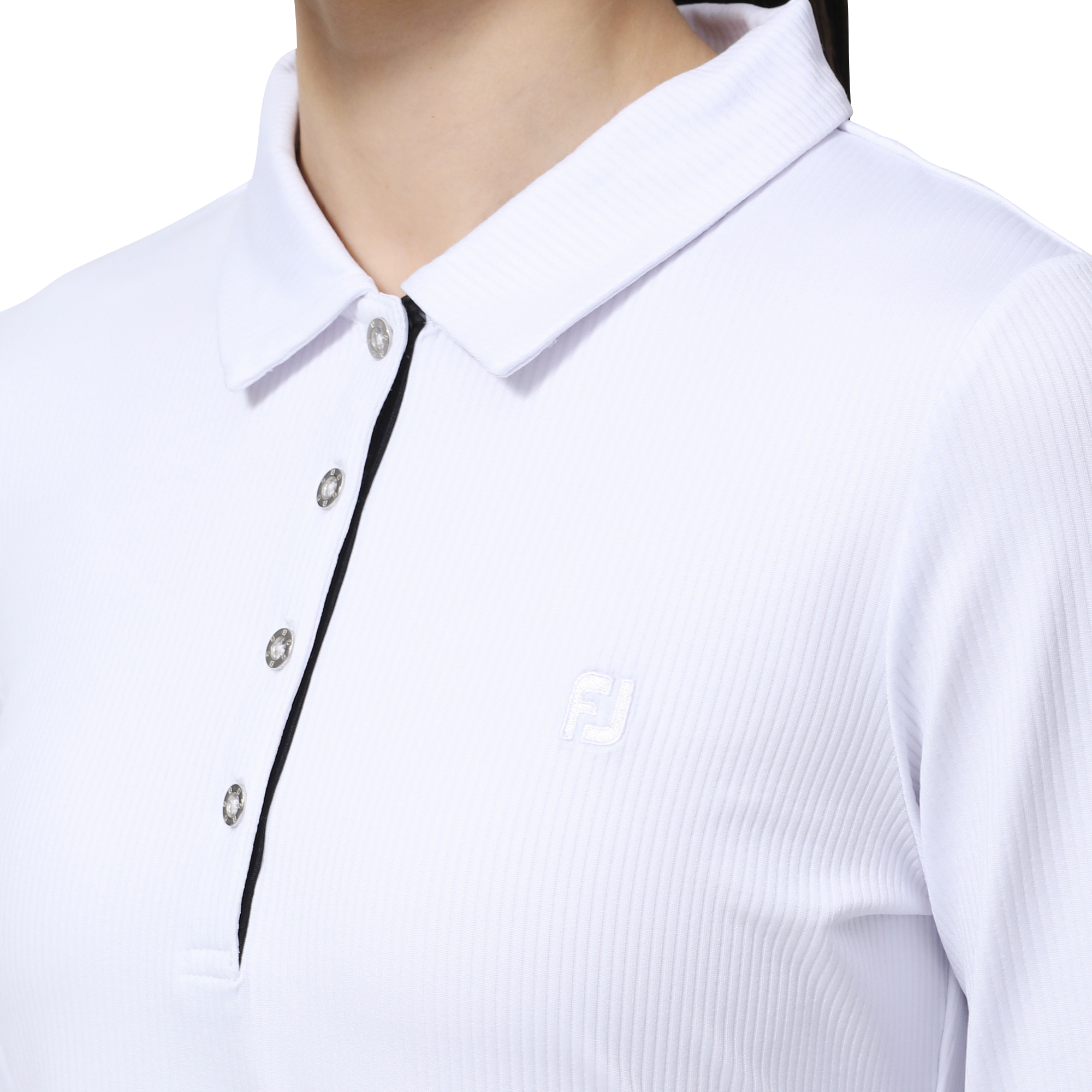 WOMEN'S リブニット長袖ストレッチシャツ