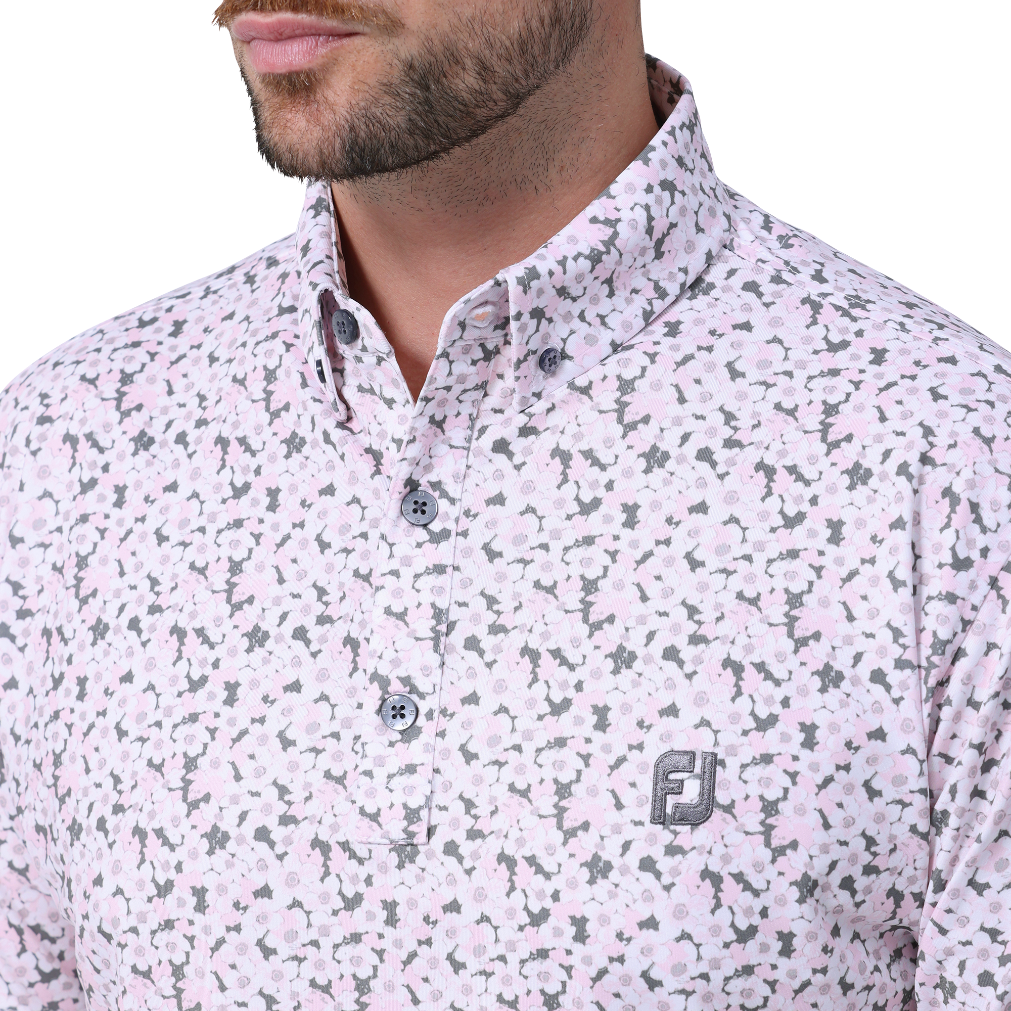 サクラソウプリント半袖ボタンダウンシャツ