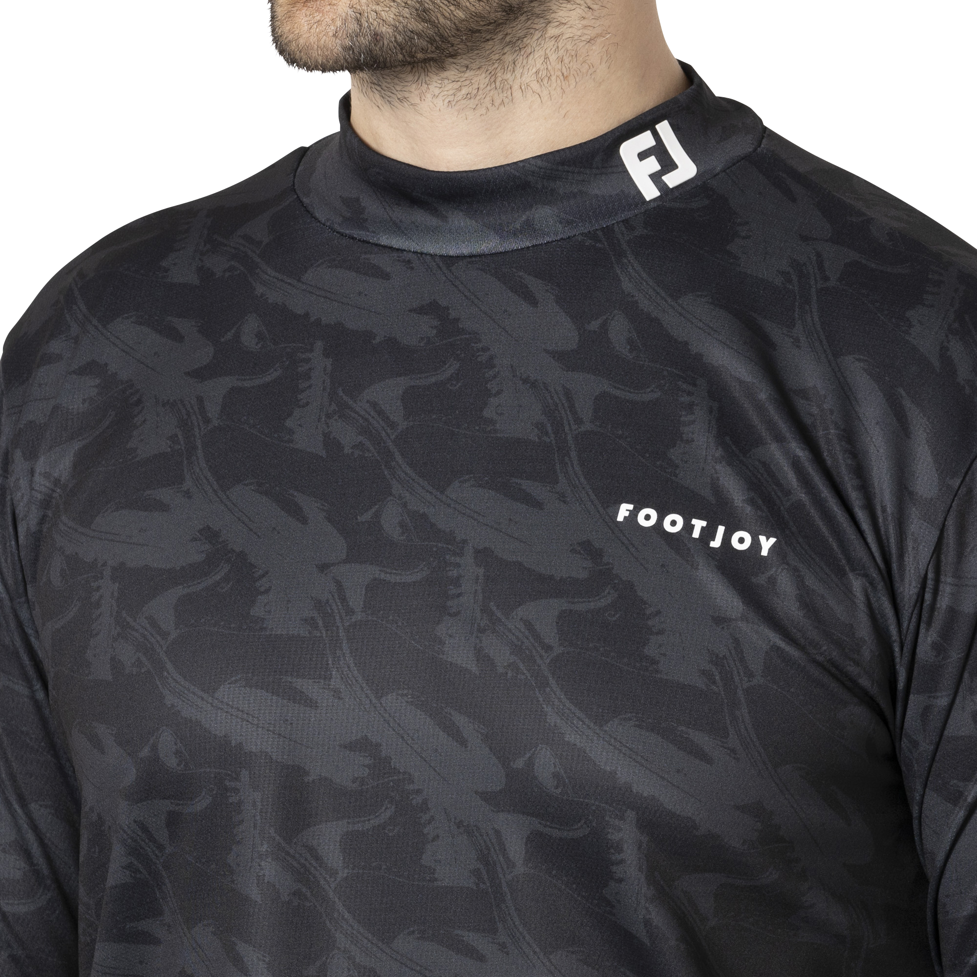 MEN'S フットウェアモチーフプリント 長袖モックネックシャツ