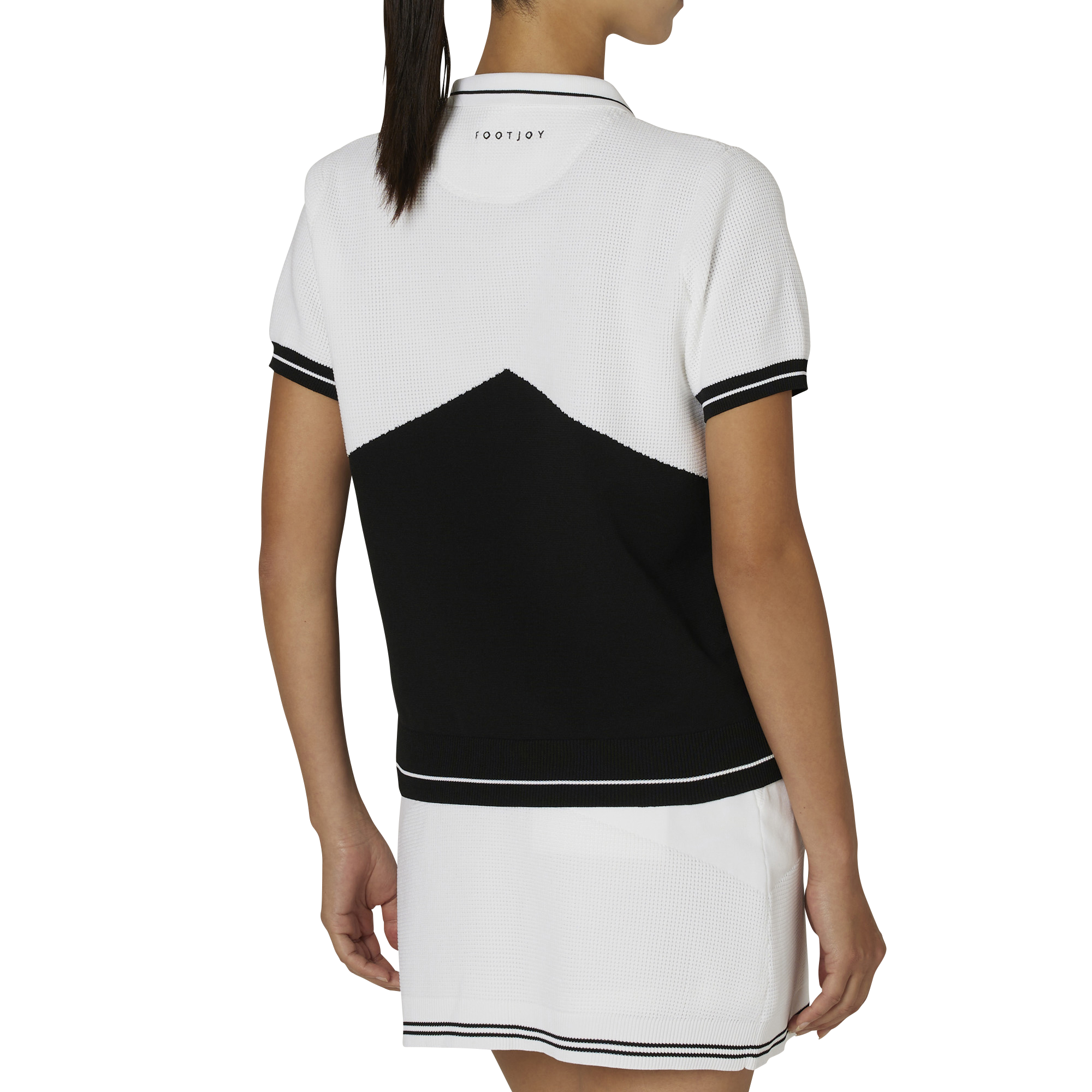 WOMEN'S 編地切替え 半袖セーターポロ