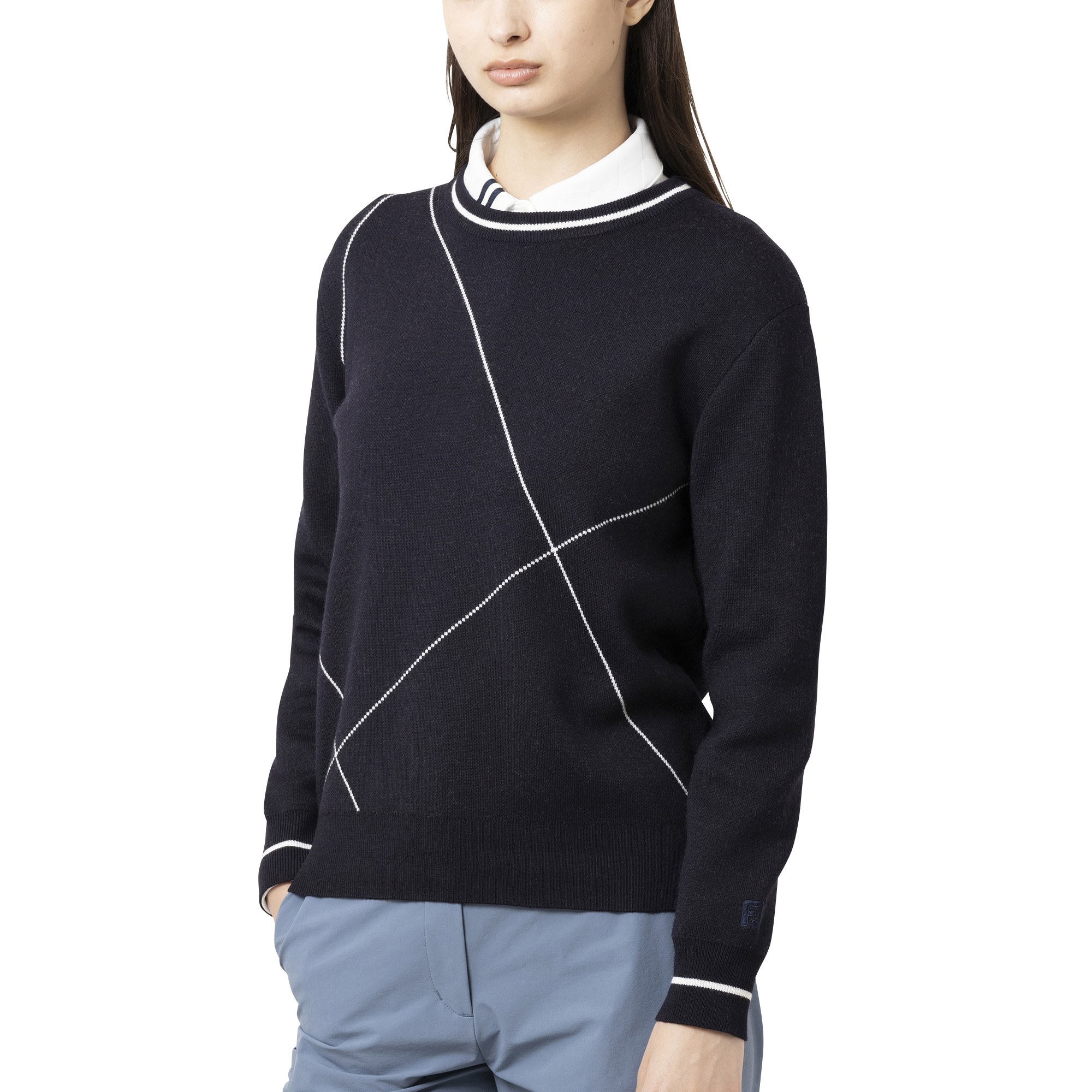 クロップドアーガイル長袖クルーネックセーター - FootJoy Japan