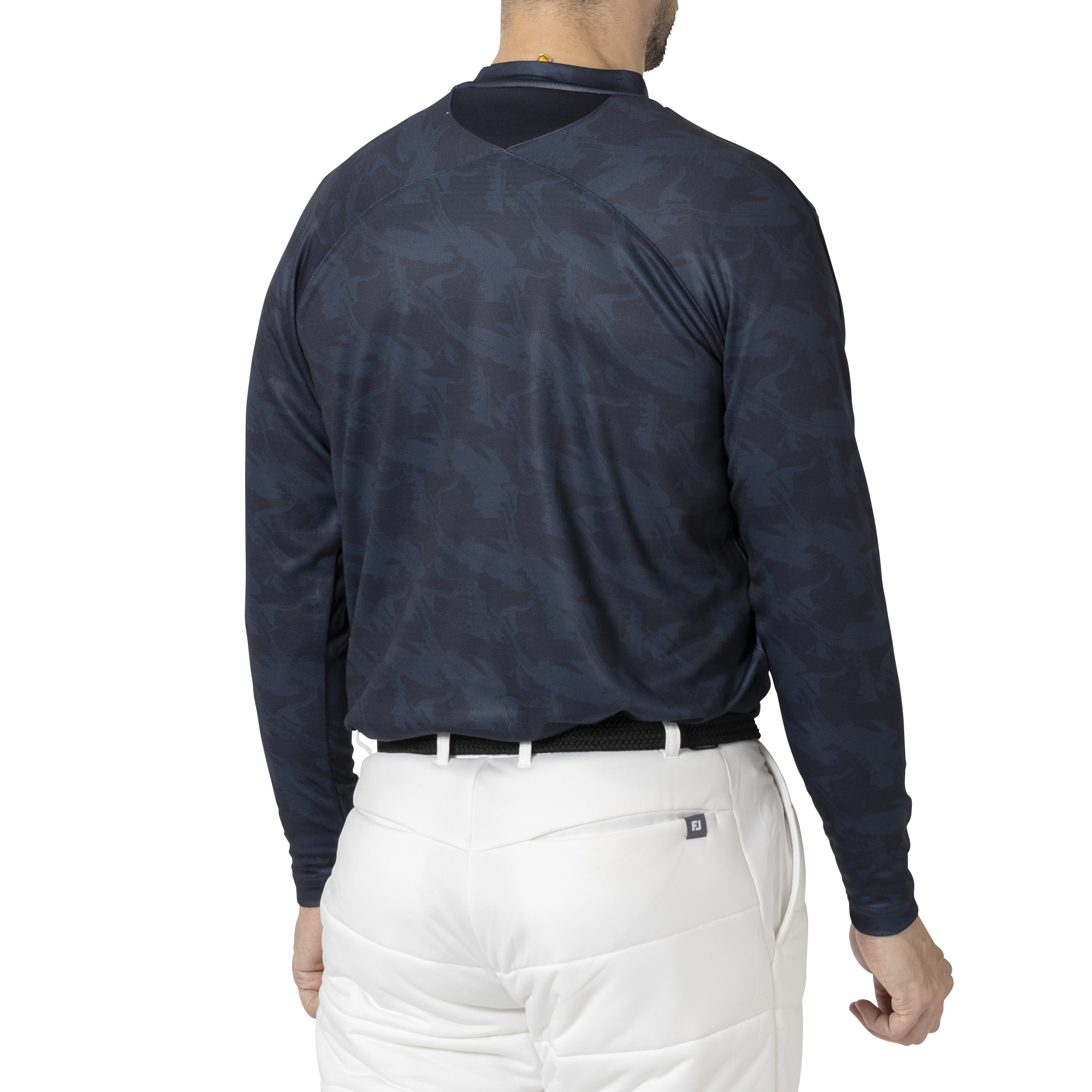 MEN'S フットウェアモチーフプリント 長袖モックネックシャツ