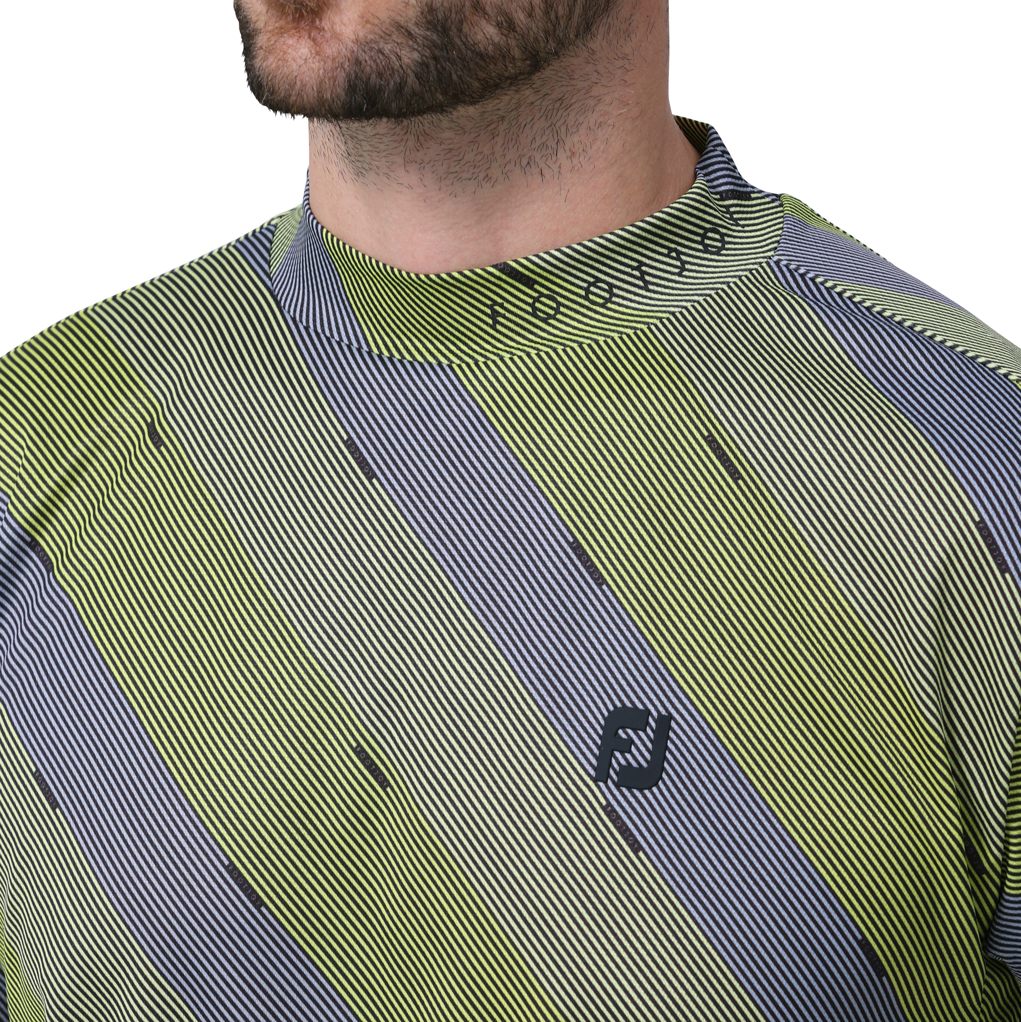 レジメンタルストライププリント半袖モックネックシャツ