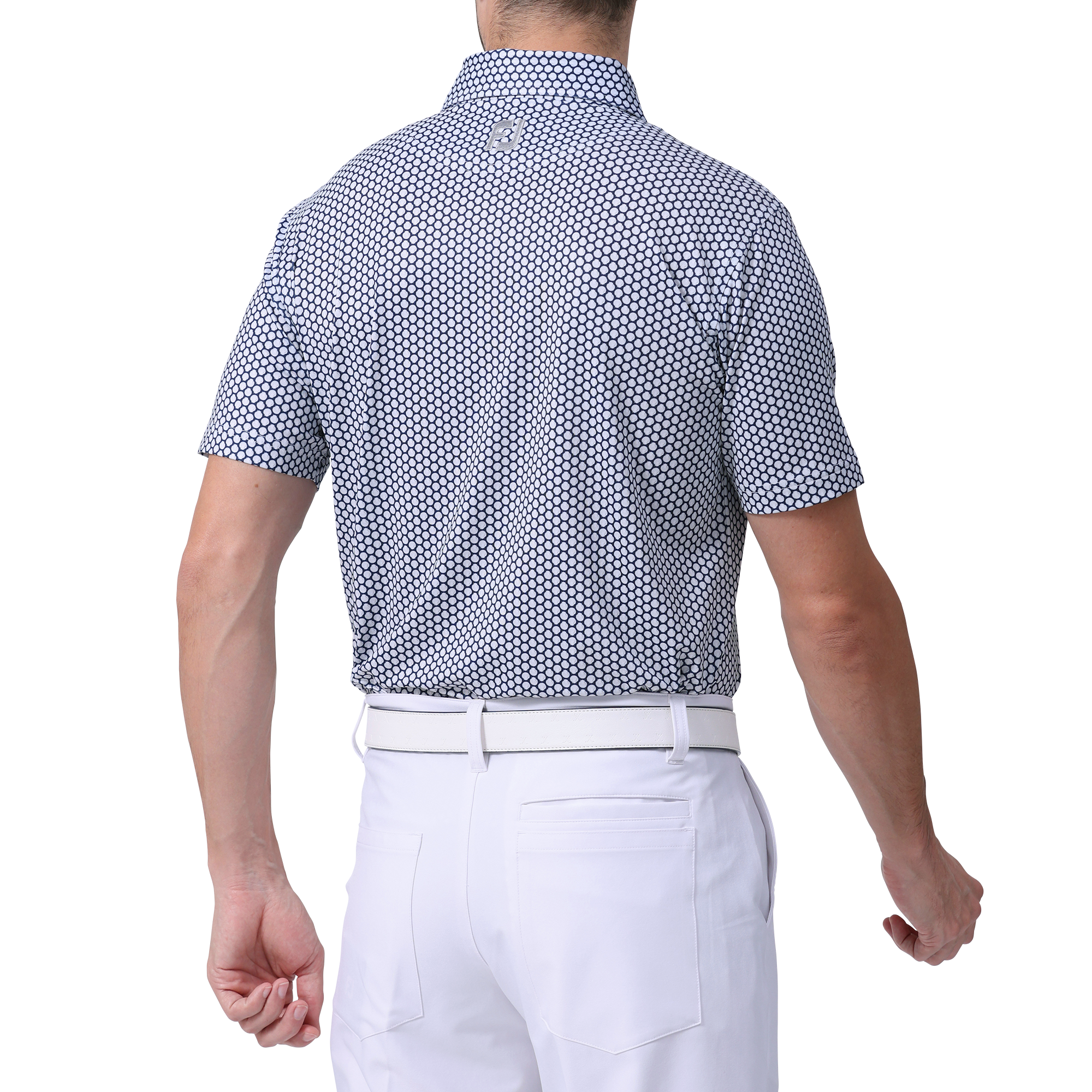 スカロップシェルプリント半袖ワイドカラーシャツ