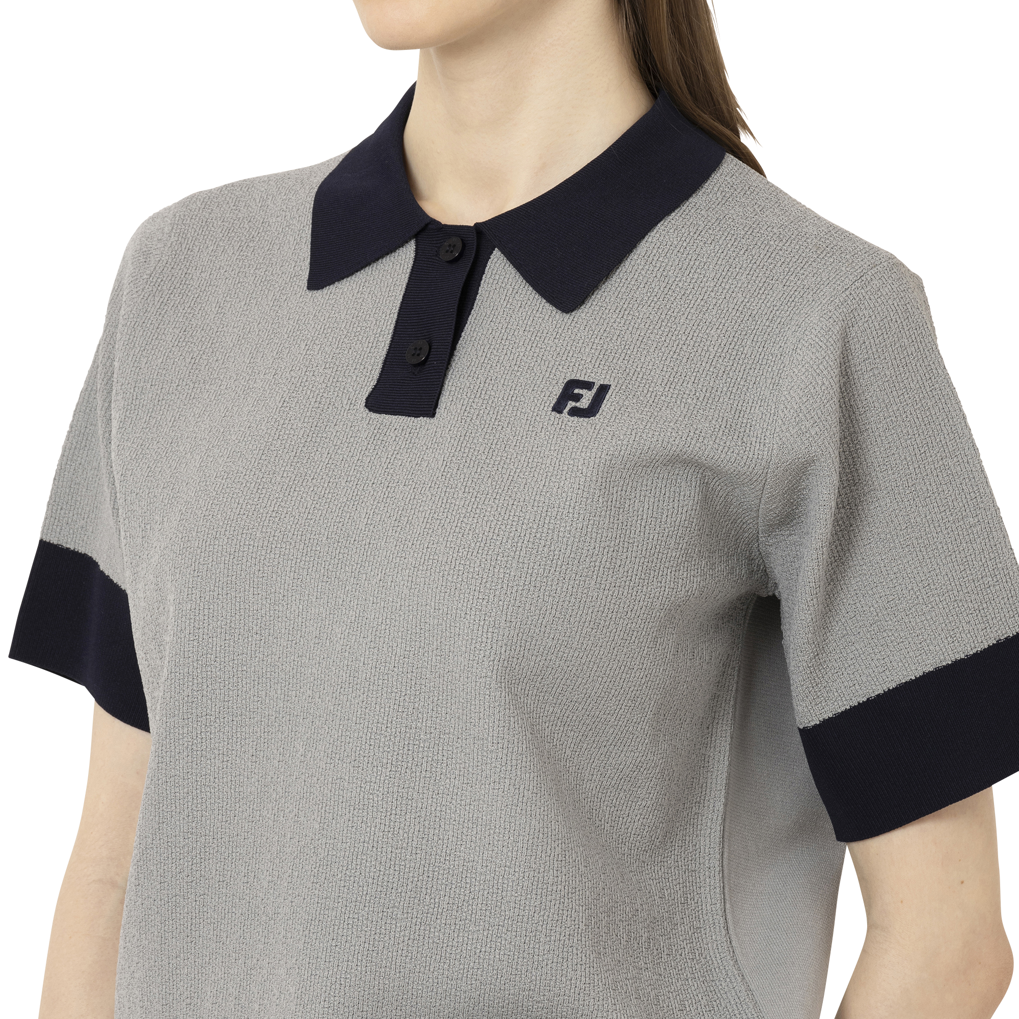 編地切替バイカラー半袖セーターポロ