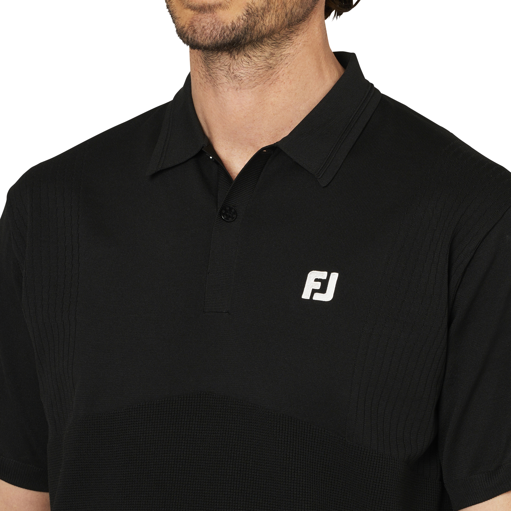 編地切替半袖セーターポロ