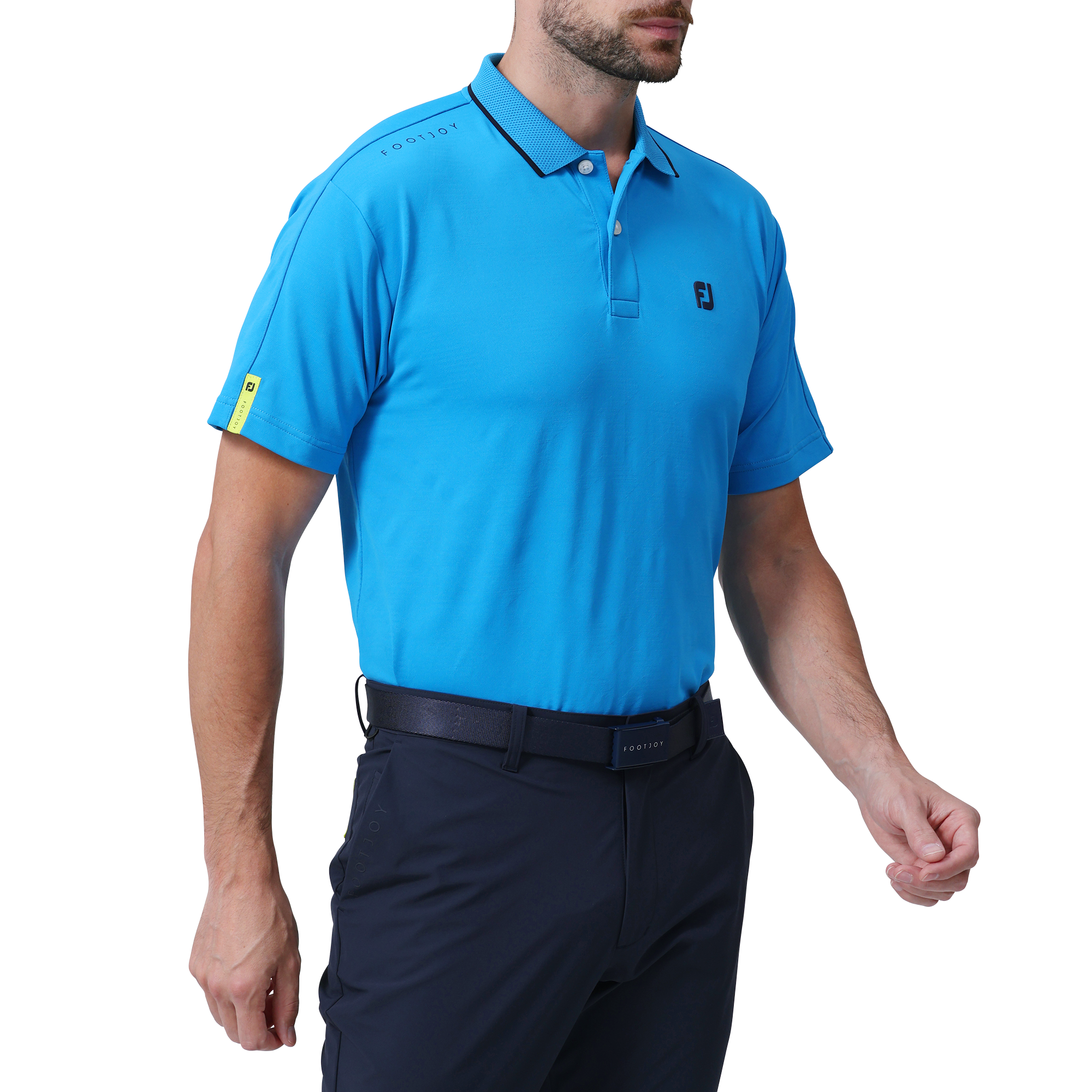 サイズＭ）フットジョイ　FJ　メッシュ　半袖　ポロシャツ　ホワイト　ゴルフ フットジョイ] ゴルフ ボールプリント半袖シャツ メンズ ストレッチ