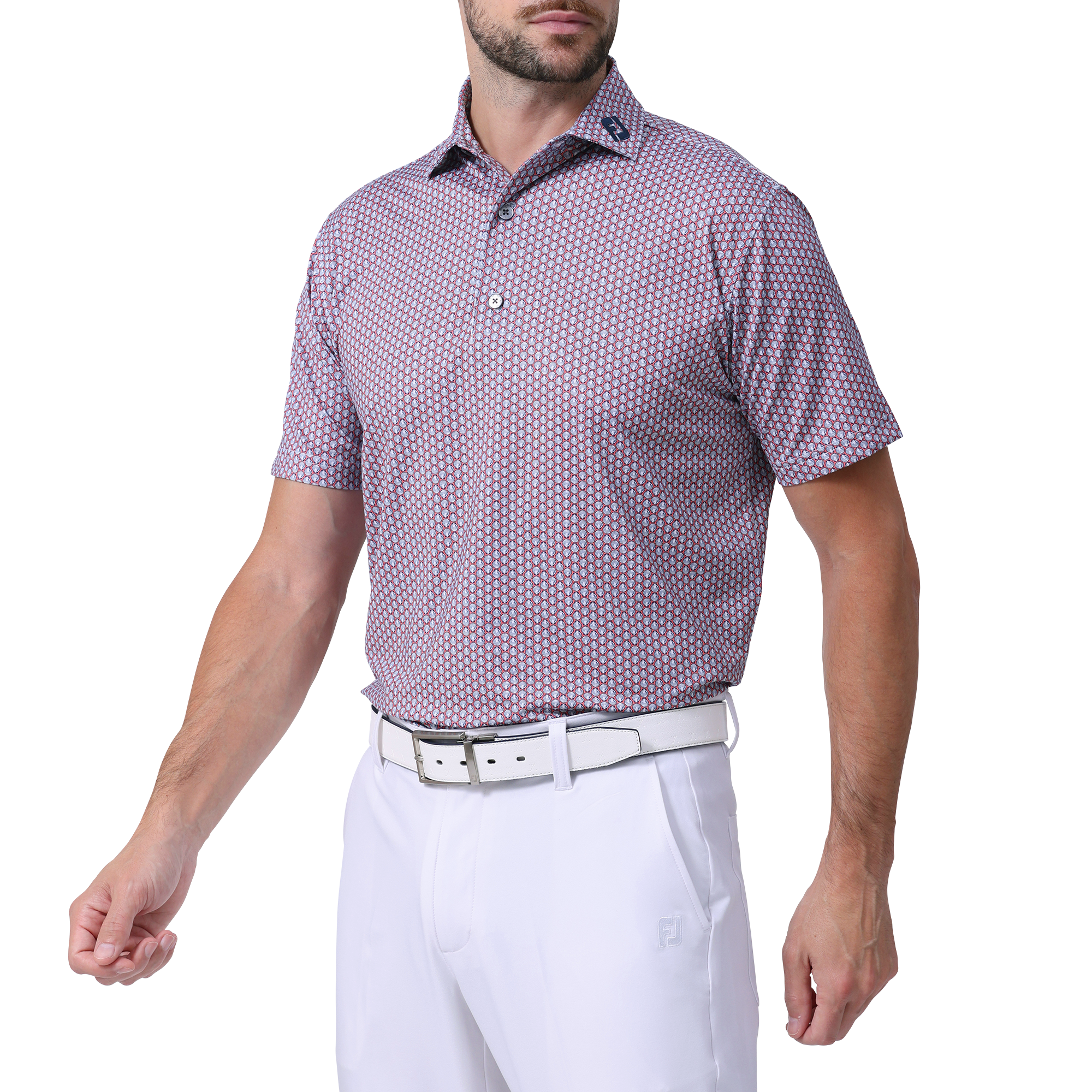 セルジョ様せんよう スカロップシェルプリント半袖ワイドカラーシャツ - FootJoy Japan