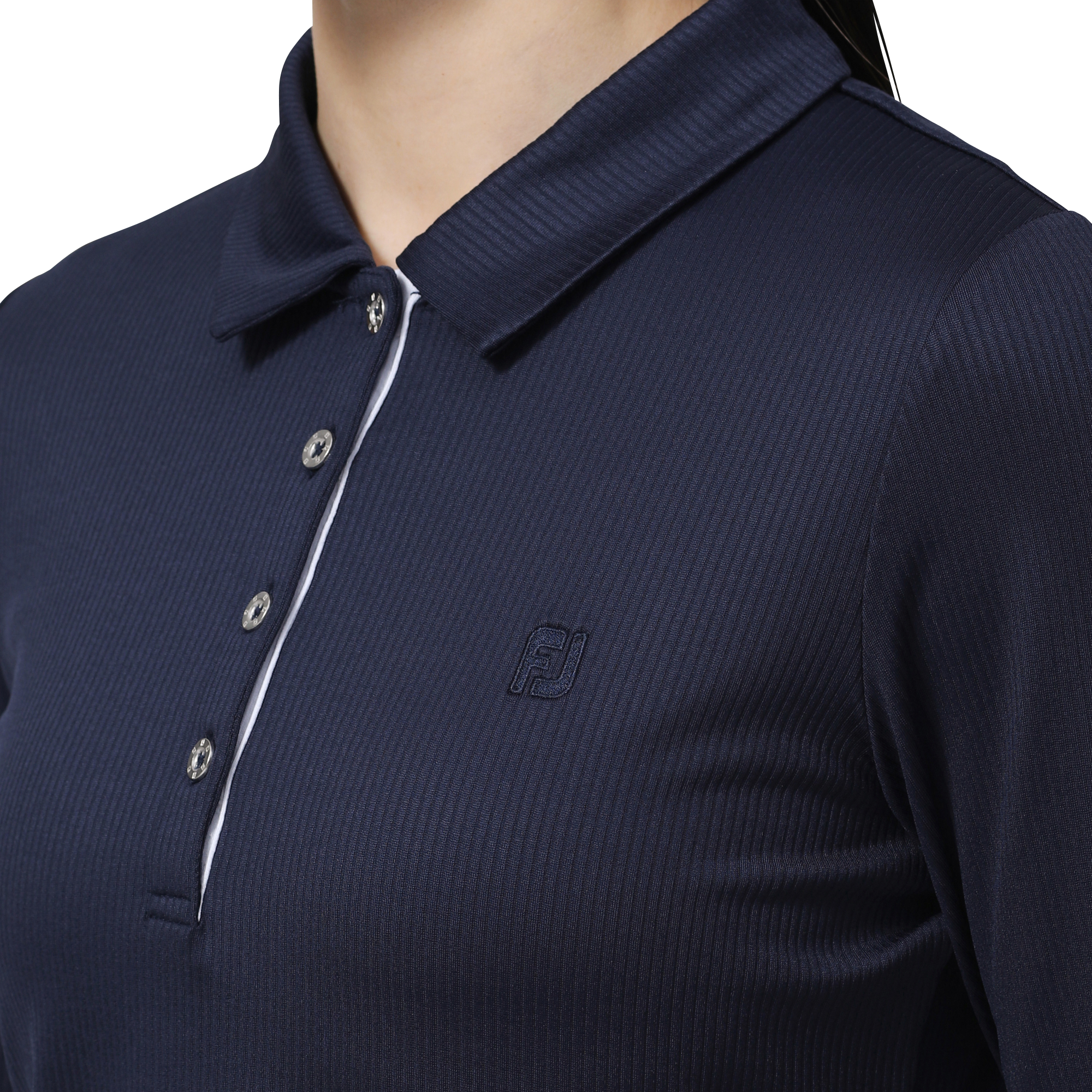 WOMEN'S リブニット長袖ストレッチシャツ