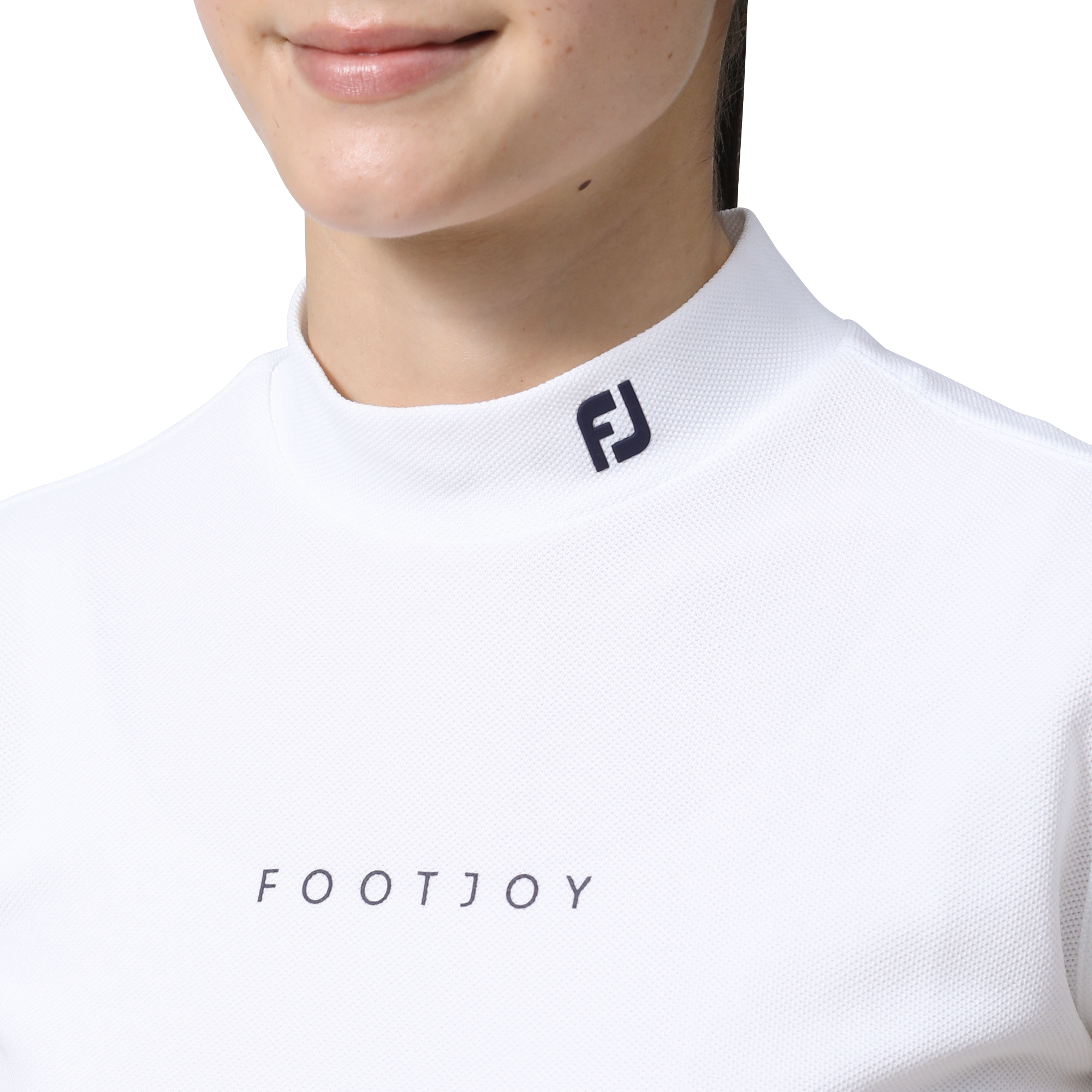 ファブリックミックスノースリーブモックネックシャツ