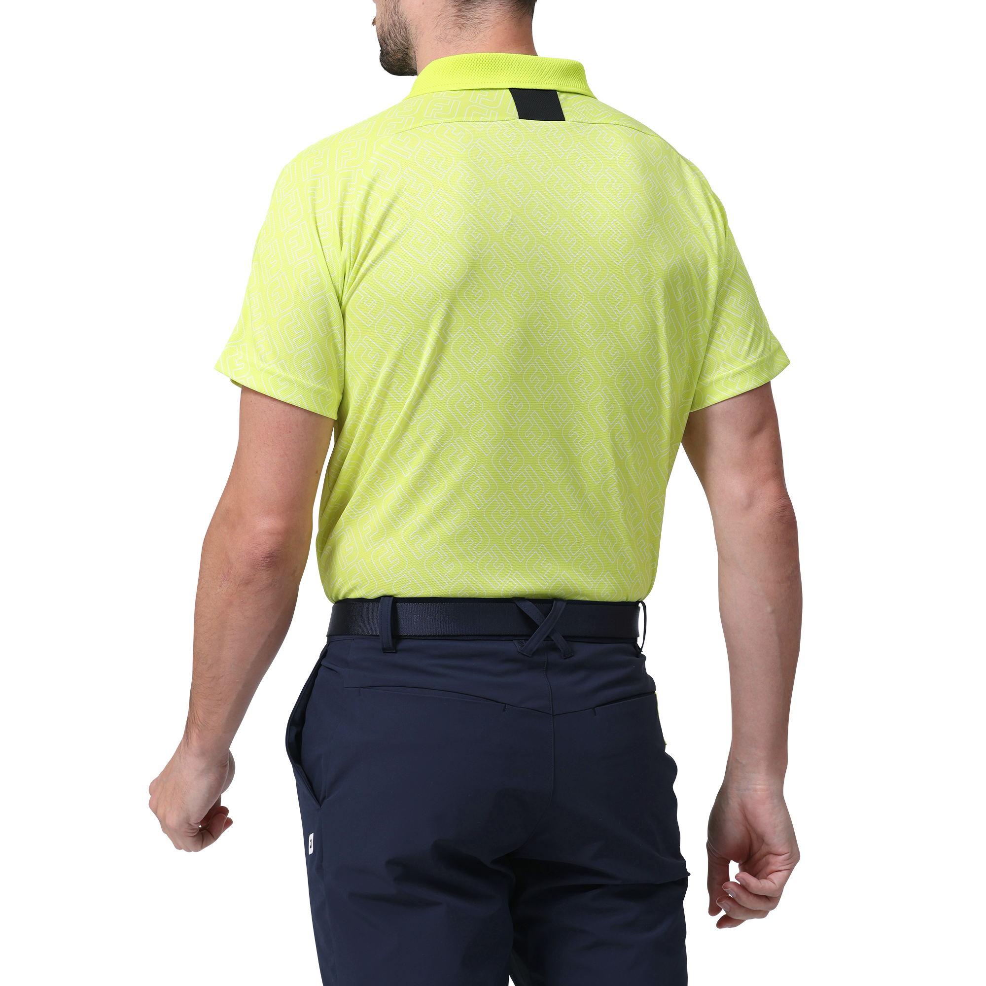 FJアウトラインプリント半袖メッシュポロ