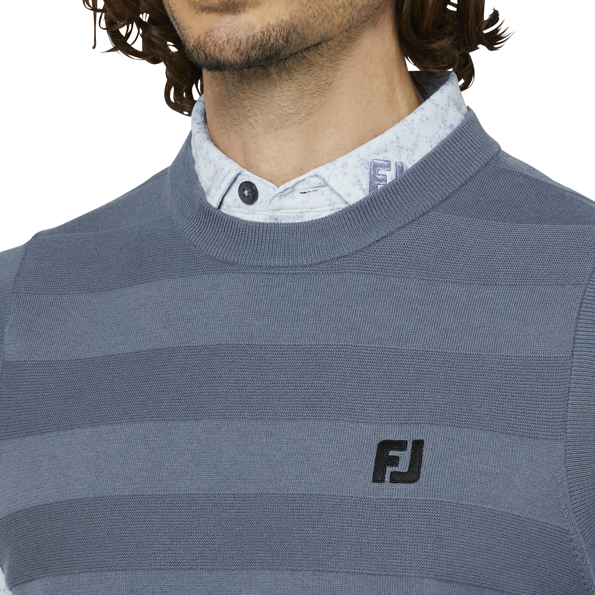 編地切替ボーダークルーネックベスト