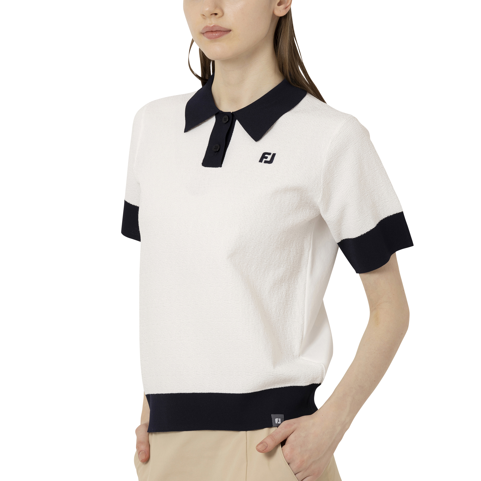 【フットジョイ】編地切替バイカラー半袖セーターポロ 編地切替バイカラー半袖セーターポロ - FootJoy Japan