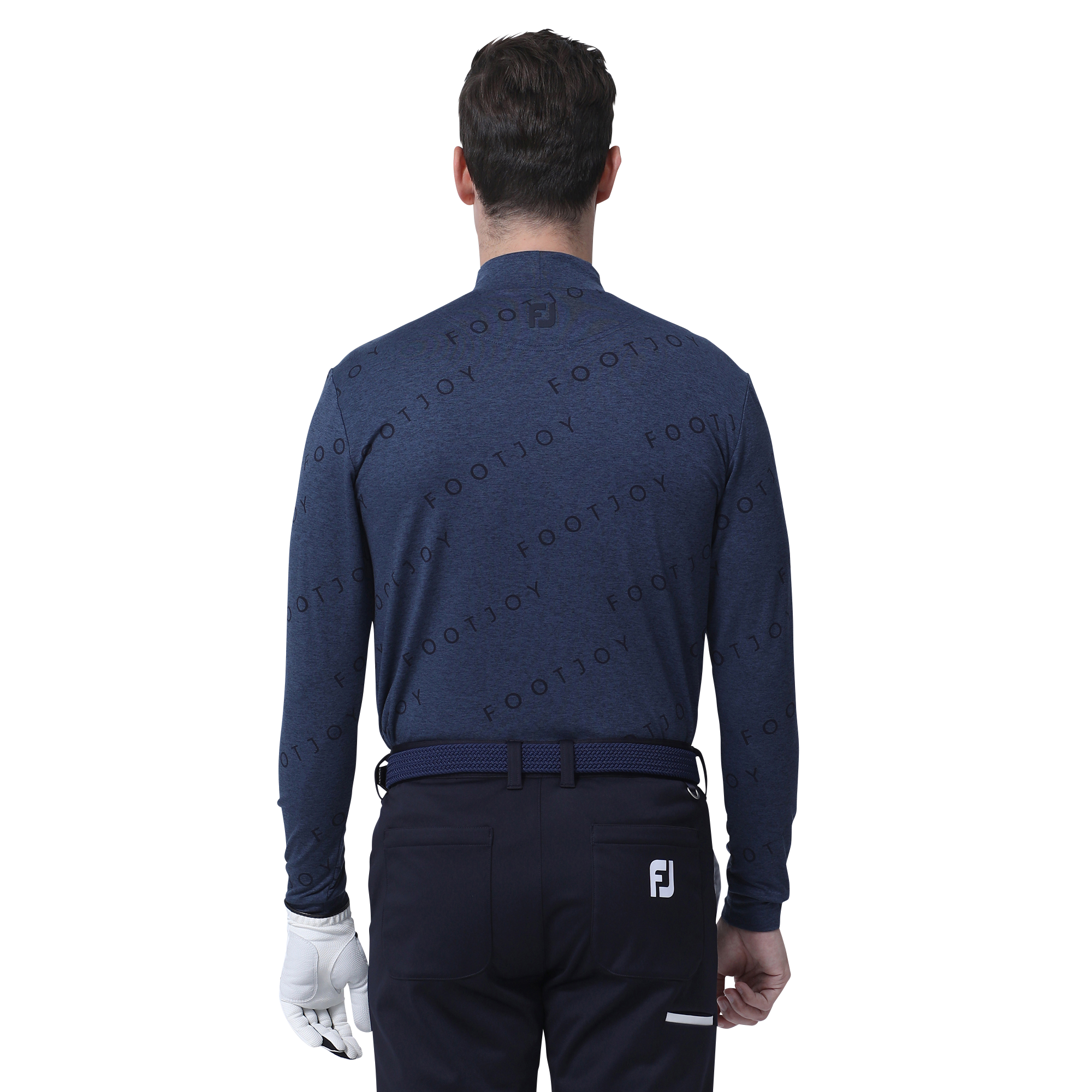 MEN'S ダイアゴナルFOOTJOYプリント裏起毛モックネックシャツ
