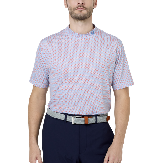 ノーティカルフラッグ ストレッチライル半袖モックネックシャツ