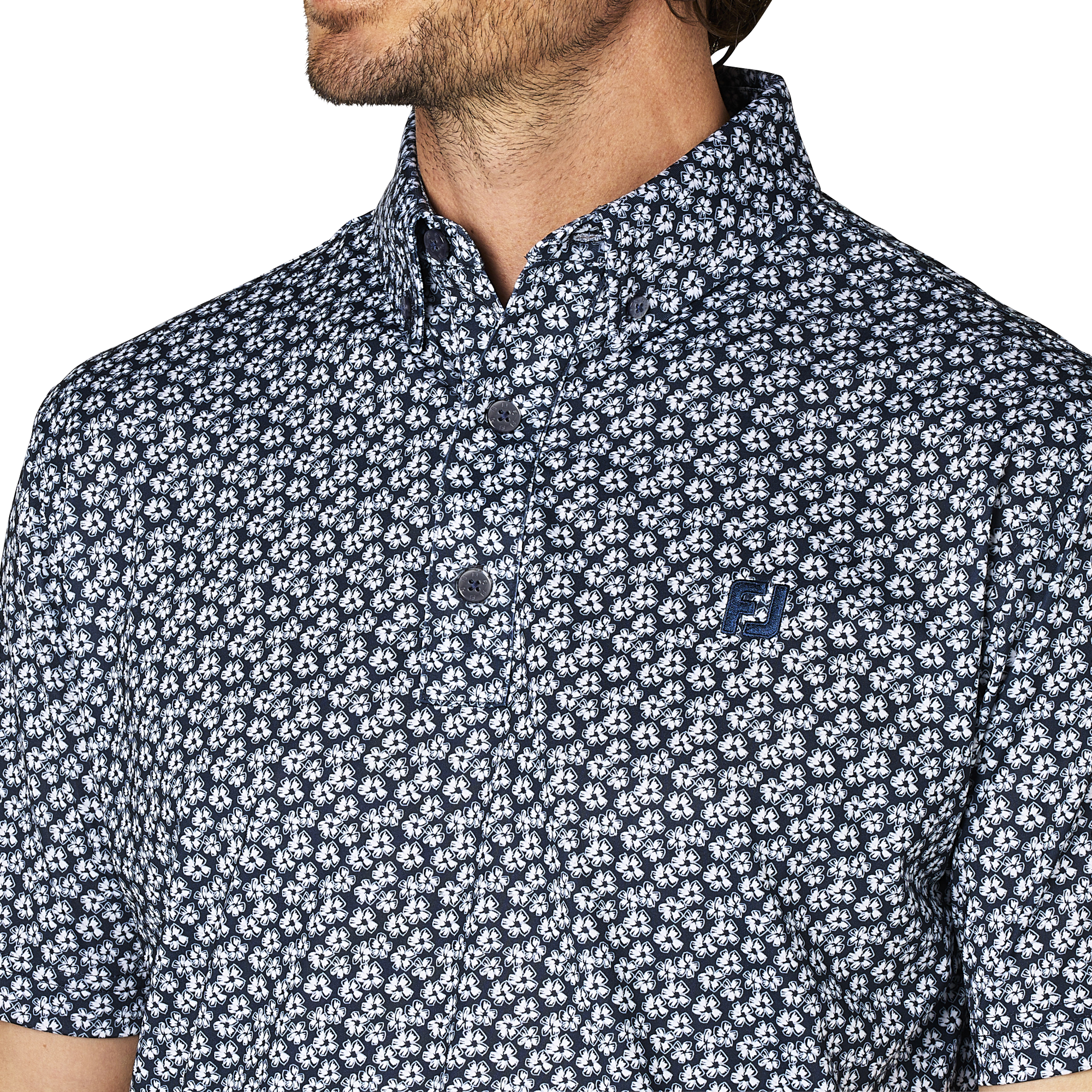 フラワープリント半袖ボタンダウンシャツ