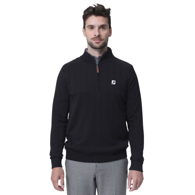 MEN'S ウール混ドロップニードルラインハーフジップセーター - FootJoy MEN'S ウール混ドロップニードルラインハーフジップセーター - FootJoy