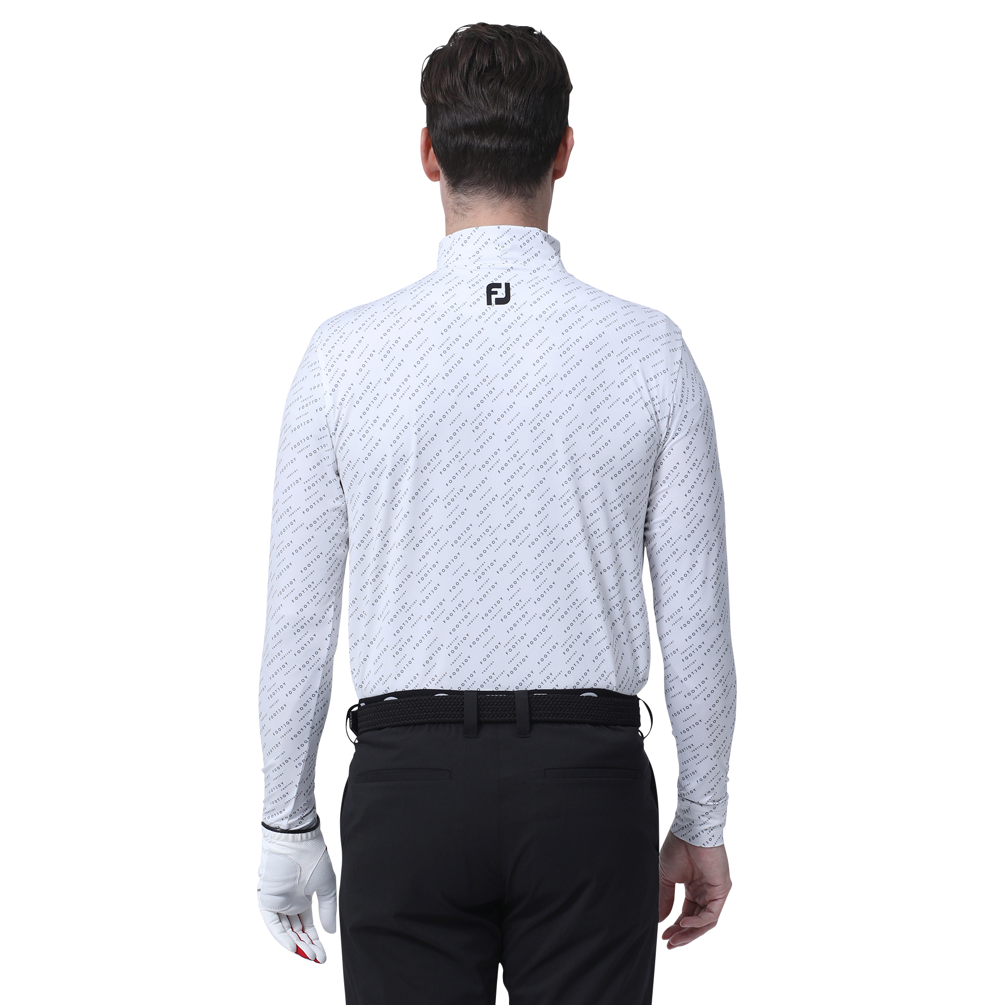 MEN'S ロゴプリント長袖モックネックシャツ