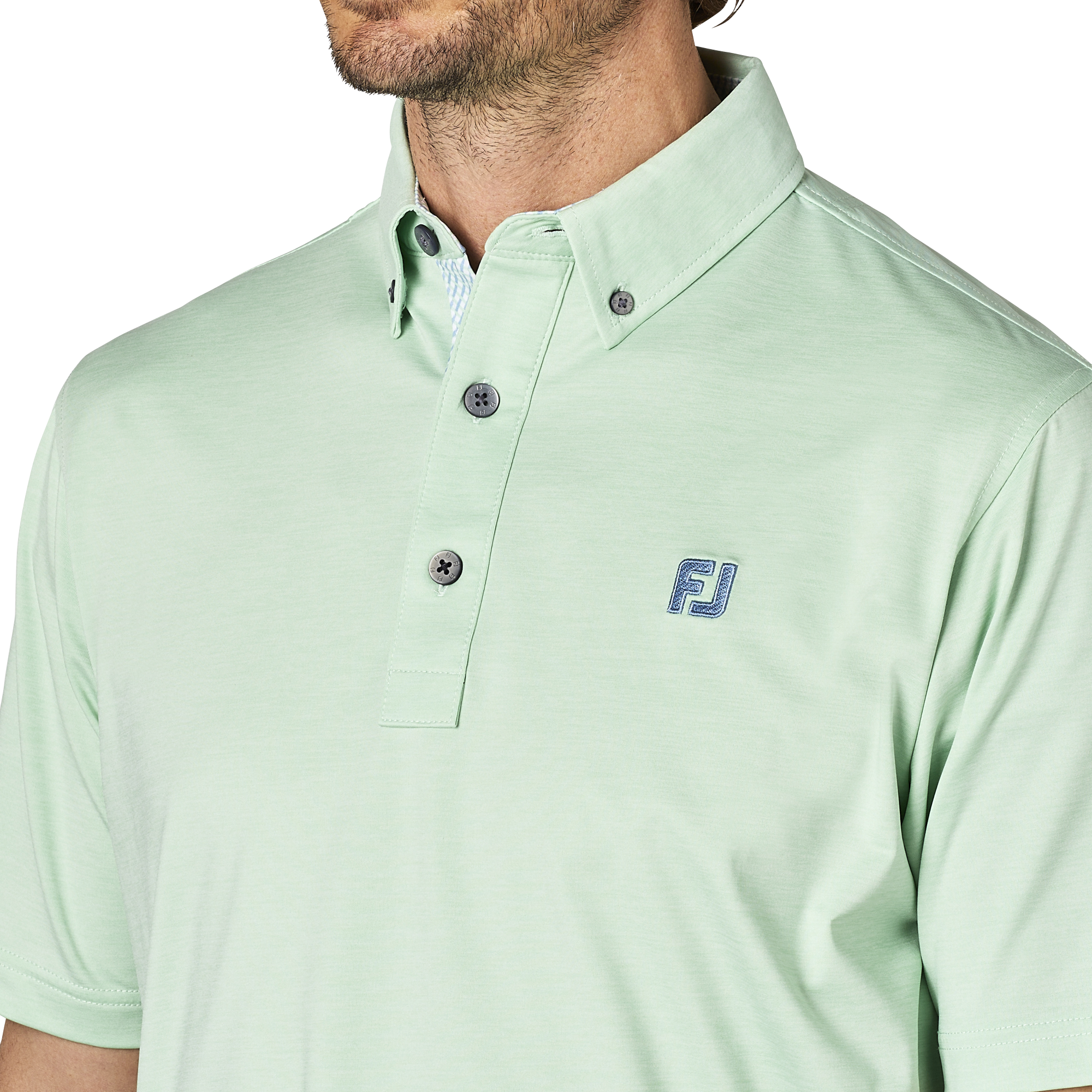 ヘザープリント半袖ボタンダウンシャツ