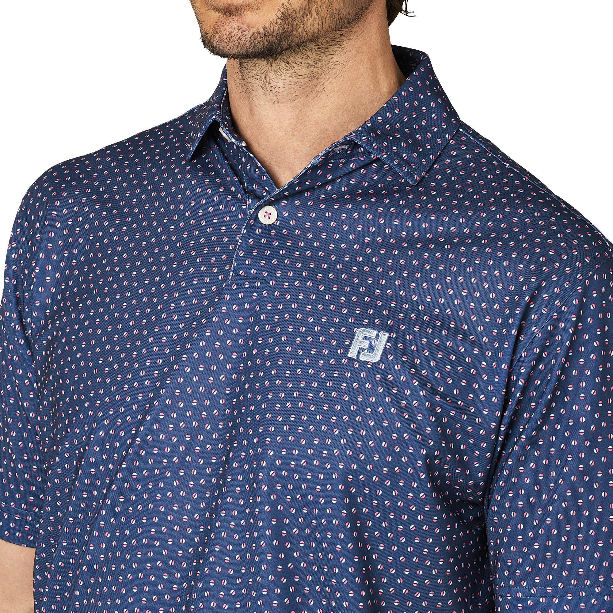 ボールプリント半袖鹿の子シャツ