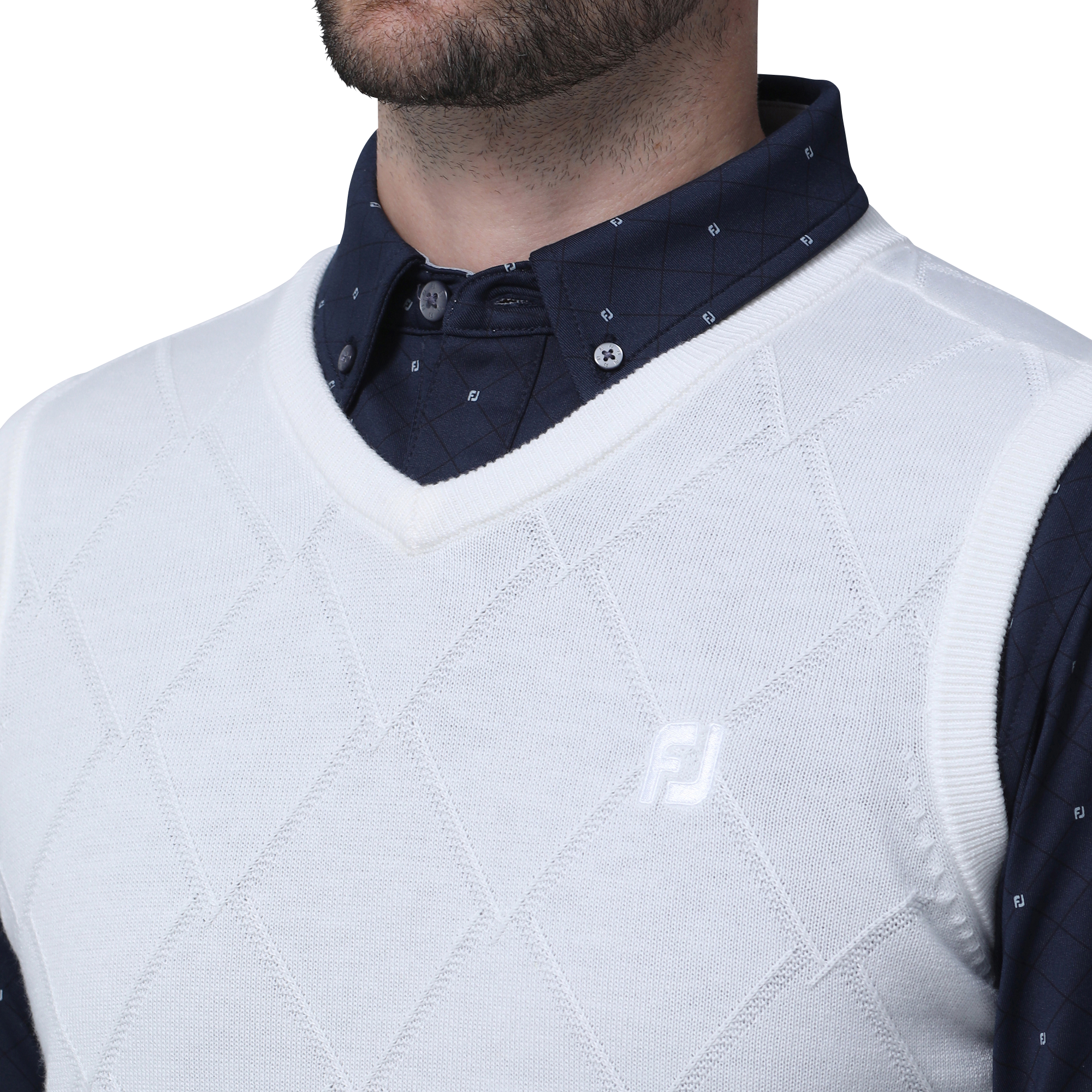 MEN'S ケーブルアーガイルVネックベスト