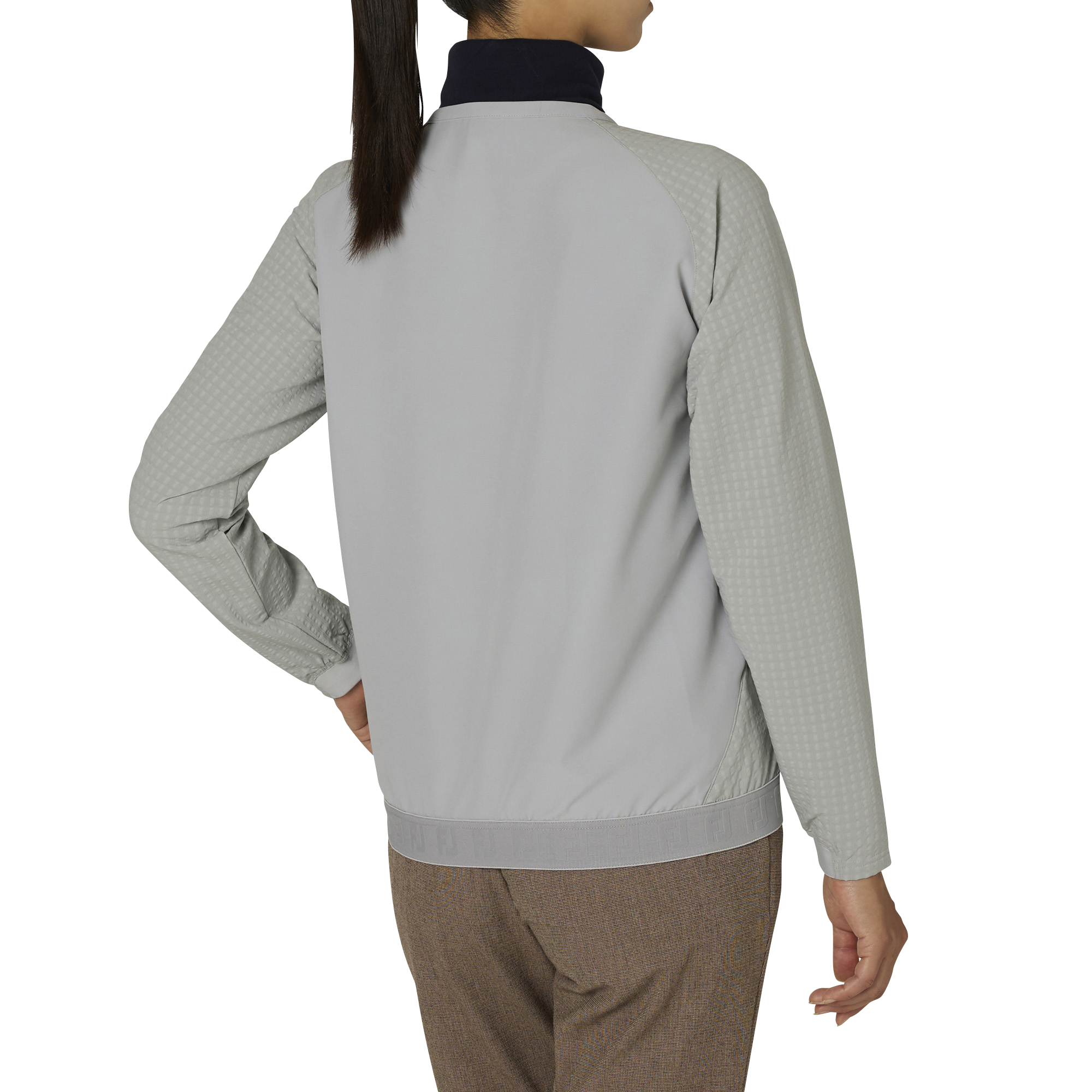 WOMEN'S TWINSOF 撥水ファブリックミックス 長袖フルジップクルーネックジャケット