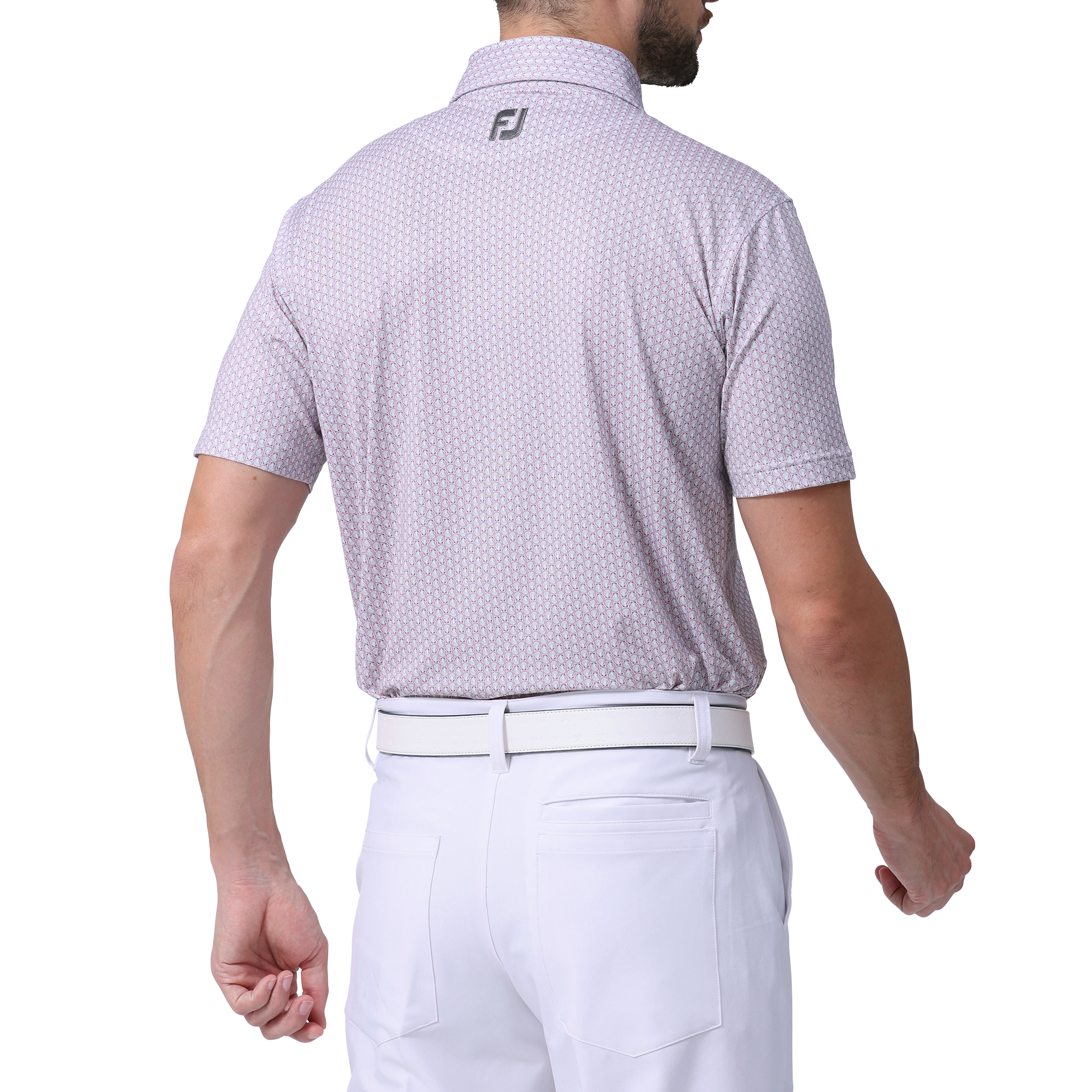 スカロップシェルプリント半袖ワイドカラーシャツ