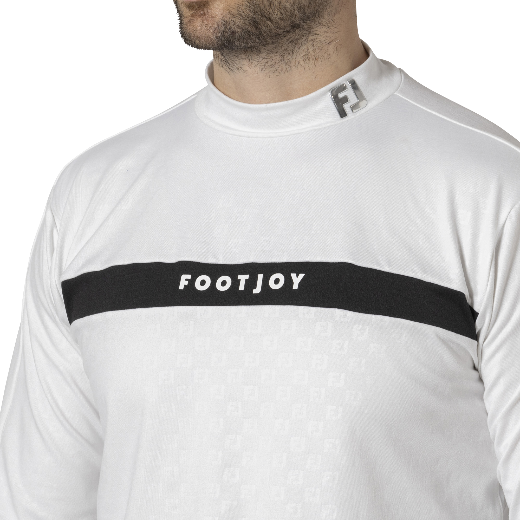 MEN'S 起毛FJエンボスプリント 長袖モックネックシャツ