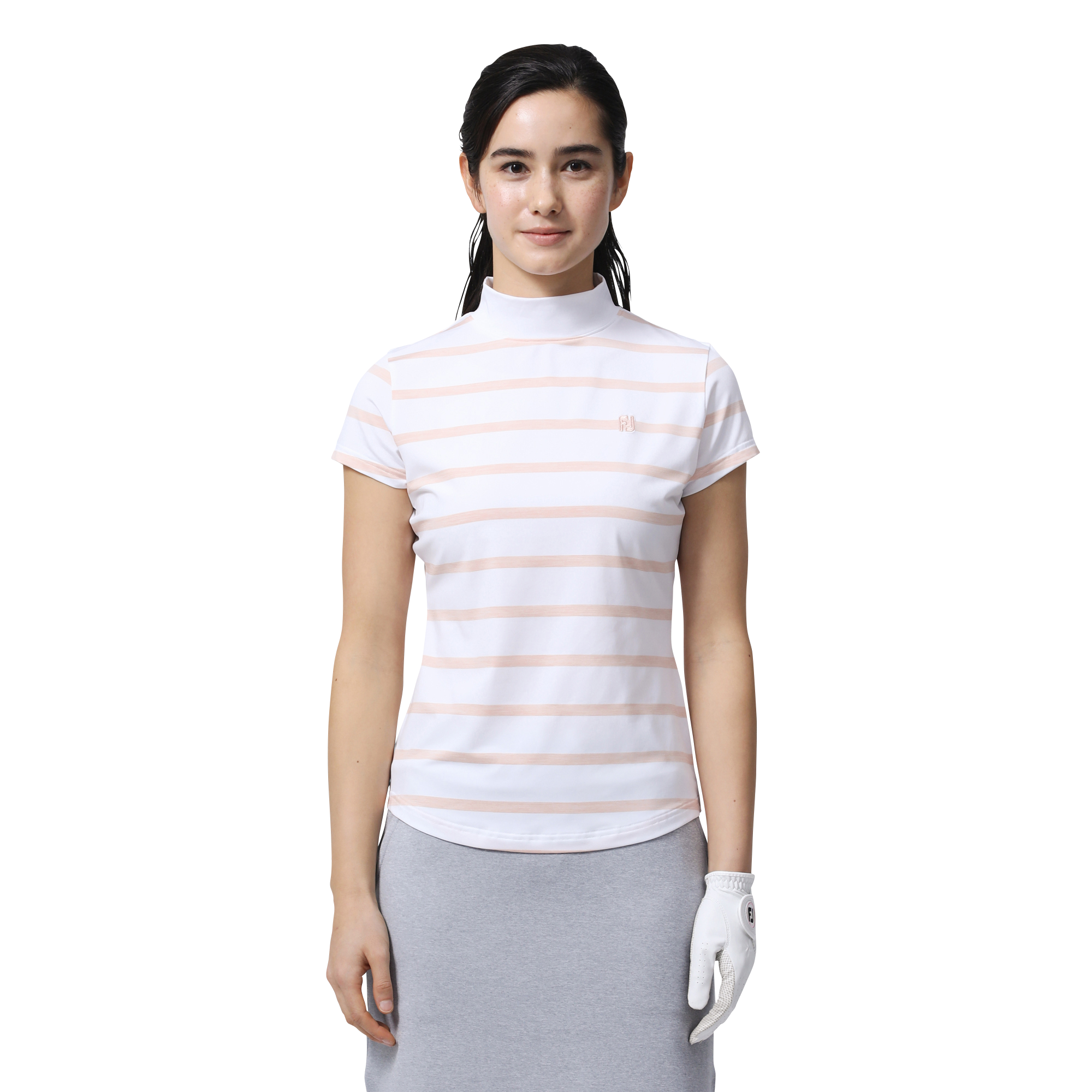 WOMEN'S ストライプ 半袖モックネックシャツ - FootJoy Japan