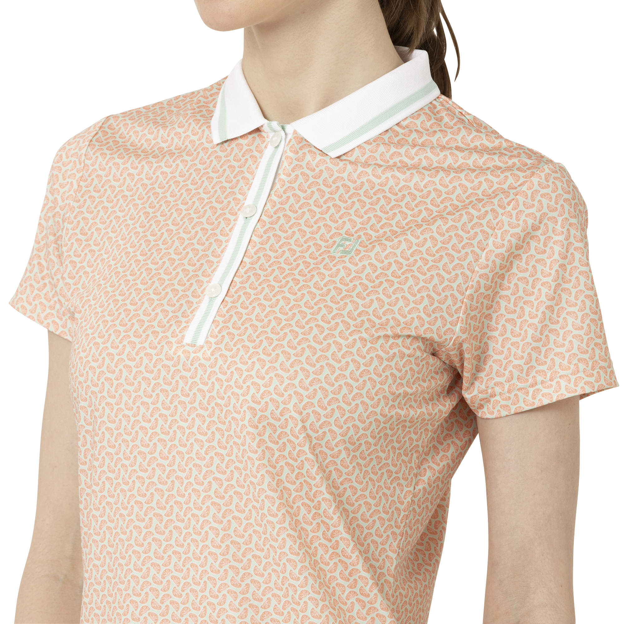 シトラスプリント半袖リブカラーシャツ