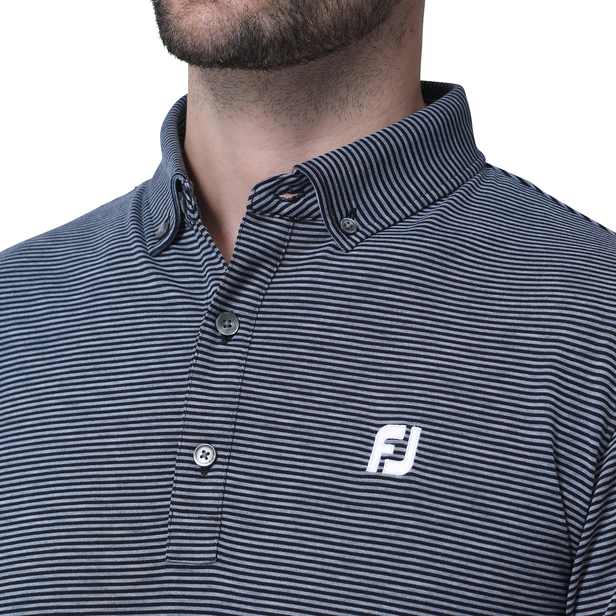 MEN'S ヘザーストライプ長袖ボタンダウンシャツ