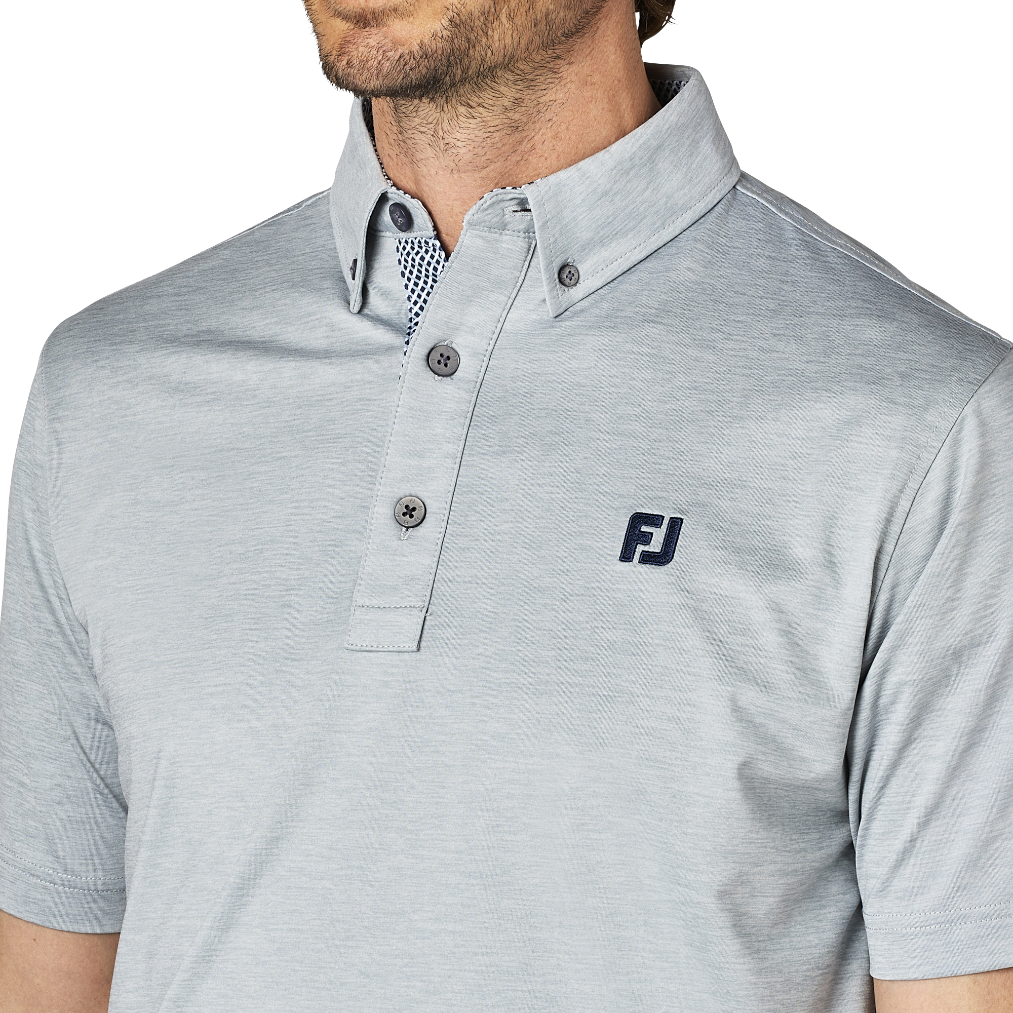 ヘザープリント半袖ボタンダウンシャツ