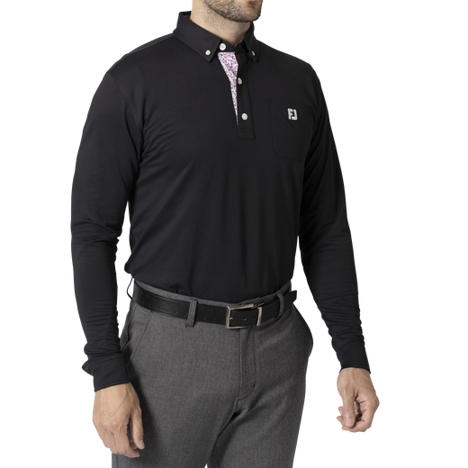 MEN&#39;S ソリッドポケット付 長袖ボタンダウンシャツ