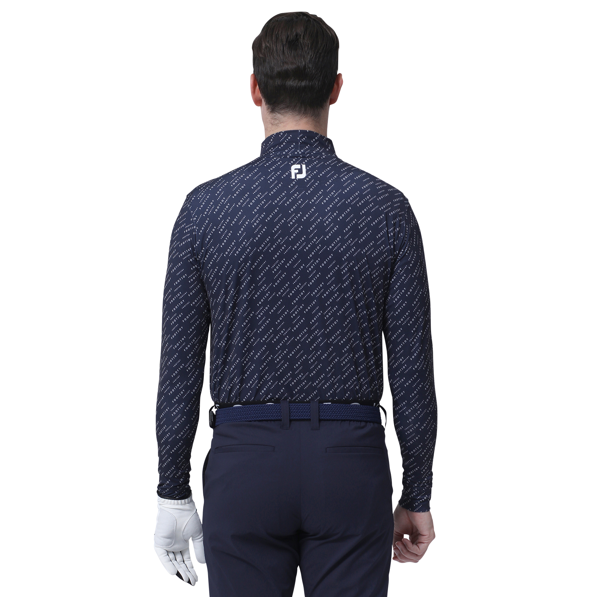 MEN'S ロゴプリント長袖モックネックシャツ