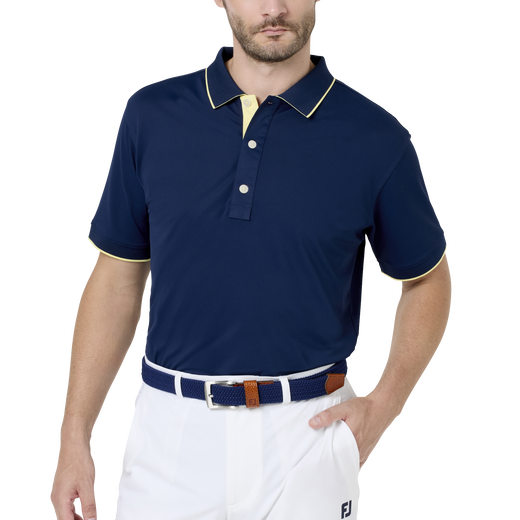 FJロゴ襟ライン ストレッチ鹿の子半袖シャツ