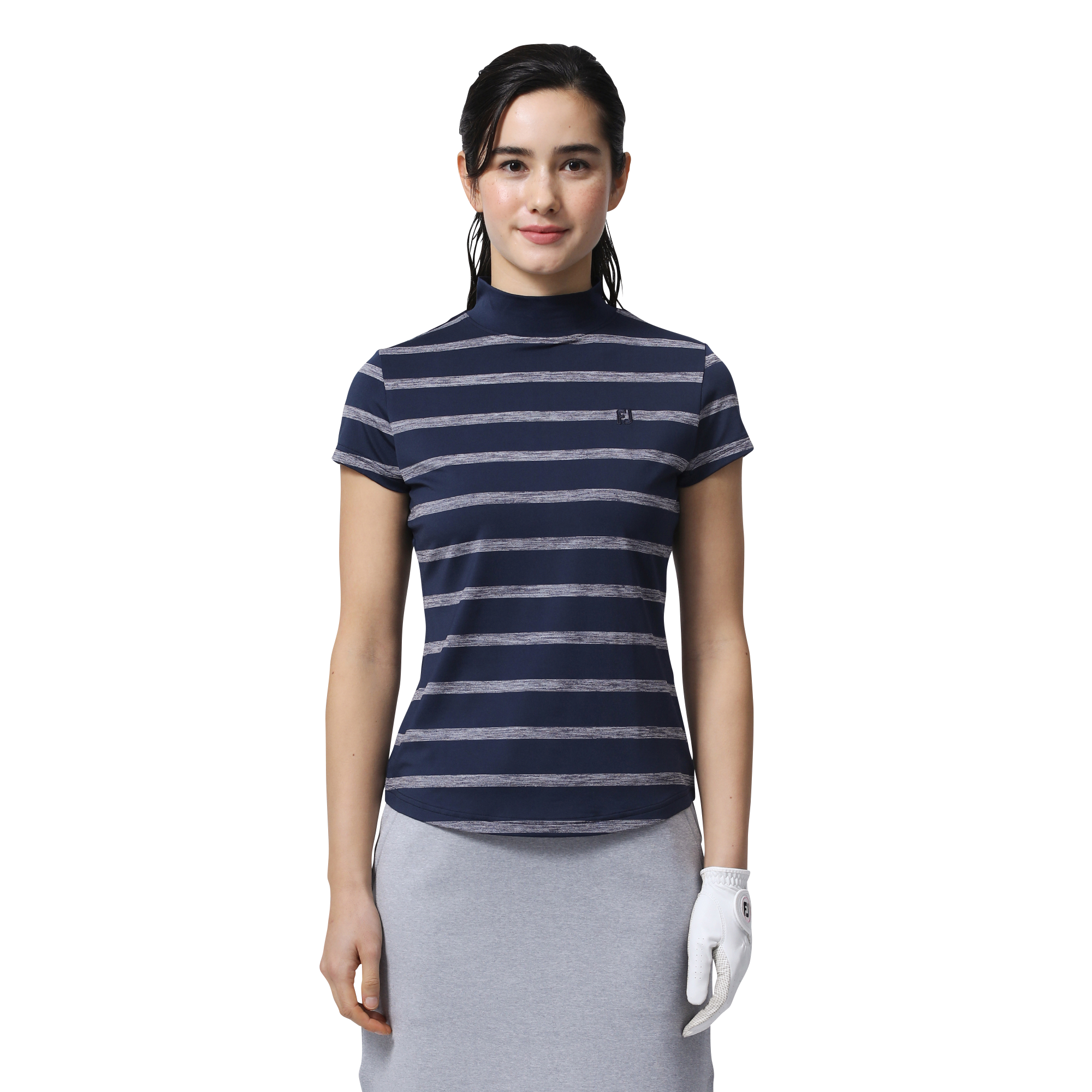 WOMEN'S ストライプ 半袖モックネックシャツ - FootJoy Japan
