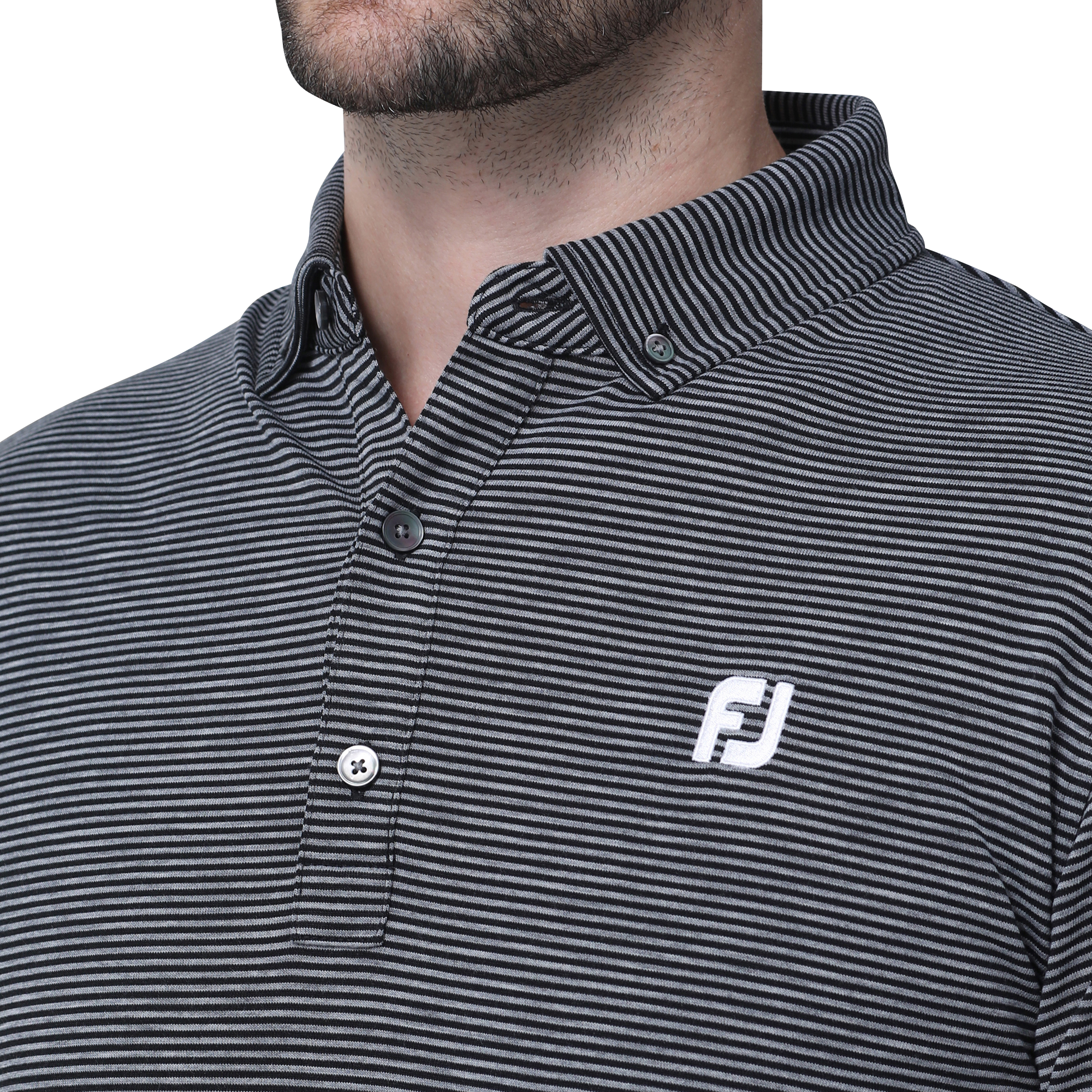 MEN'S ヘザーストライプ長袖ボタンダウンシャツ