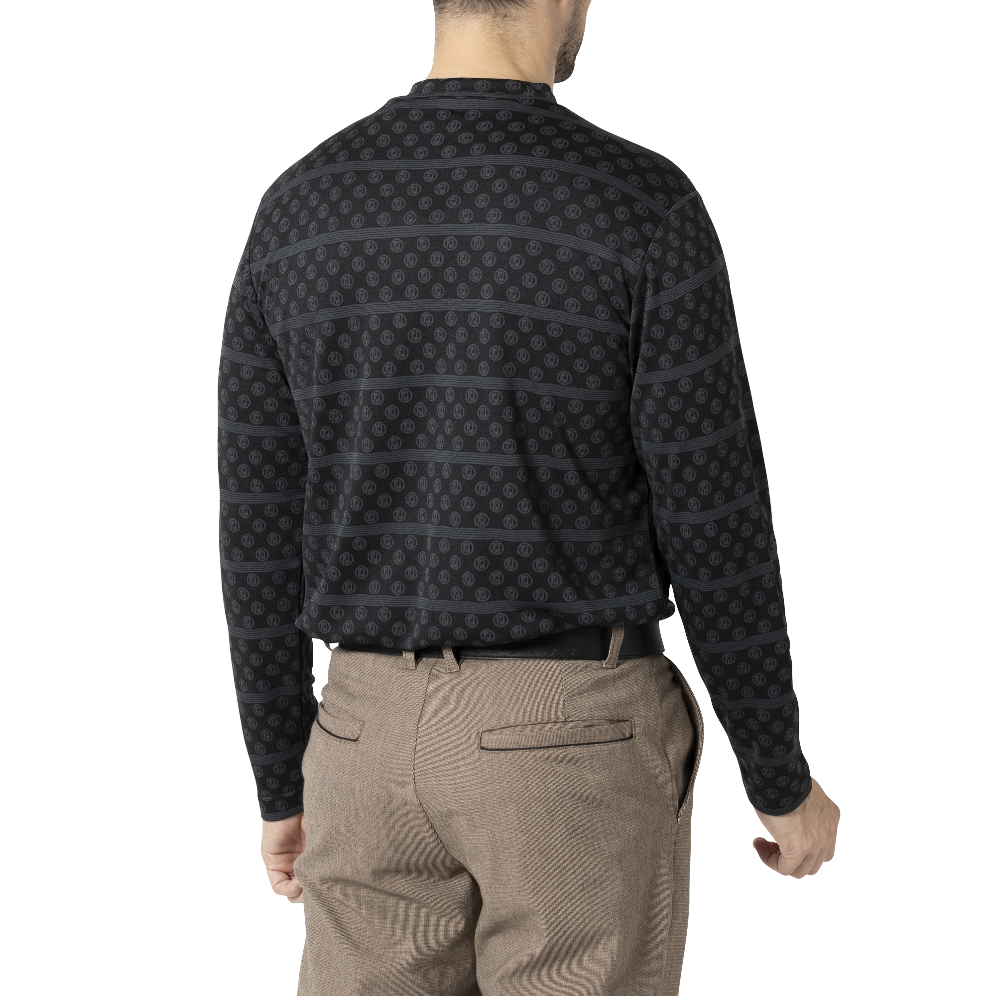 MEN'S FJロゴジャカード 長袖モックネックシャツ