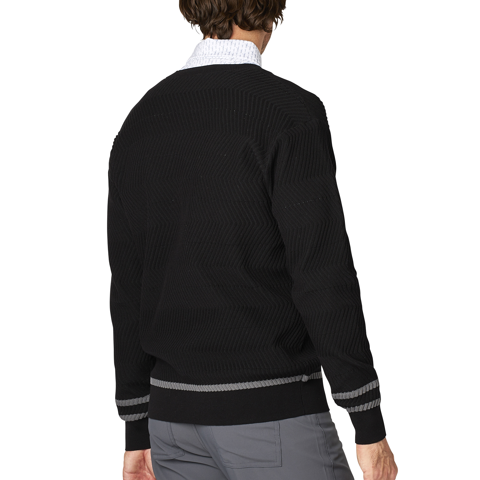 ヘリンボーン柄長袖Vネックセーター