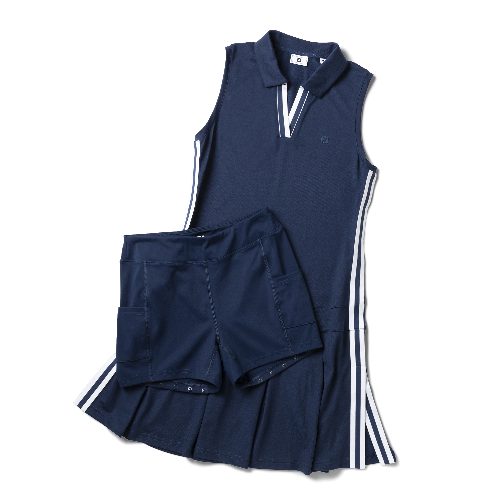 鹿の子ストレッチ　オープンプラケット ノースリーブ　シャツドレス