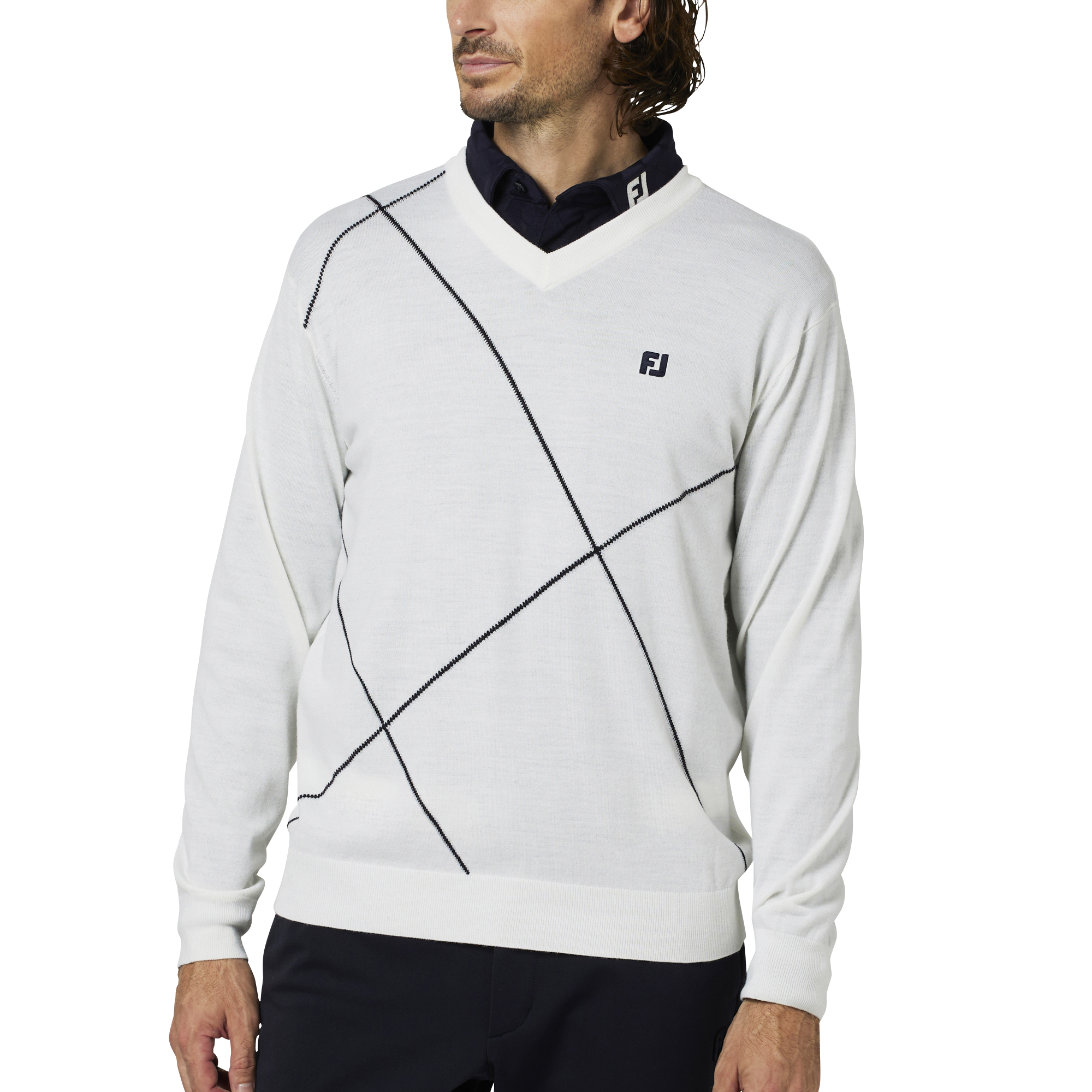 クロップドアーガイルVネックL/Sセーター - FootJoy Japan