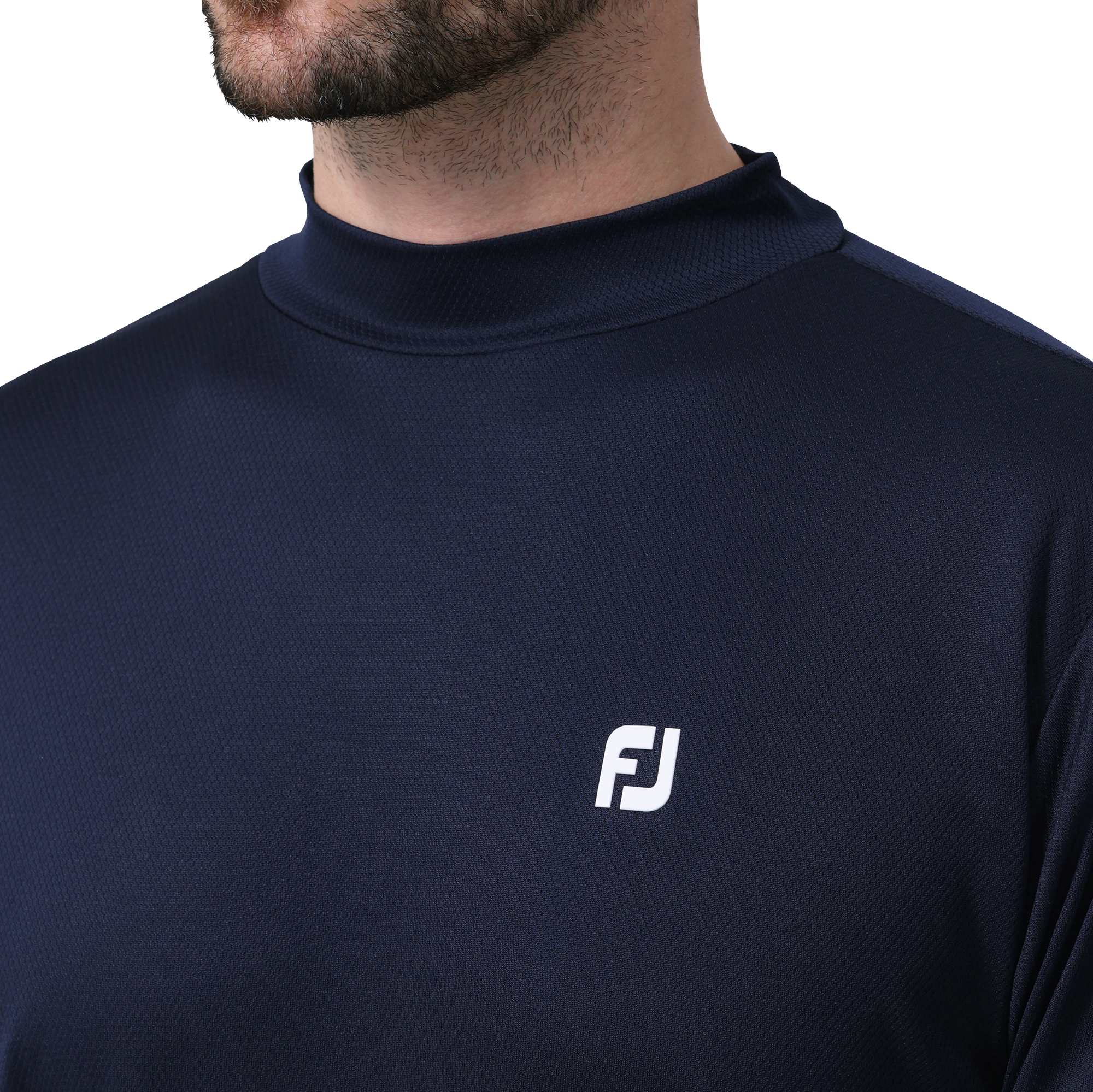 スリーブロゴ半袖モックネックシャツ