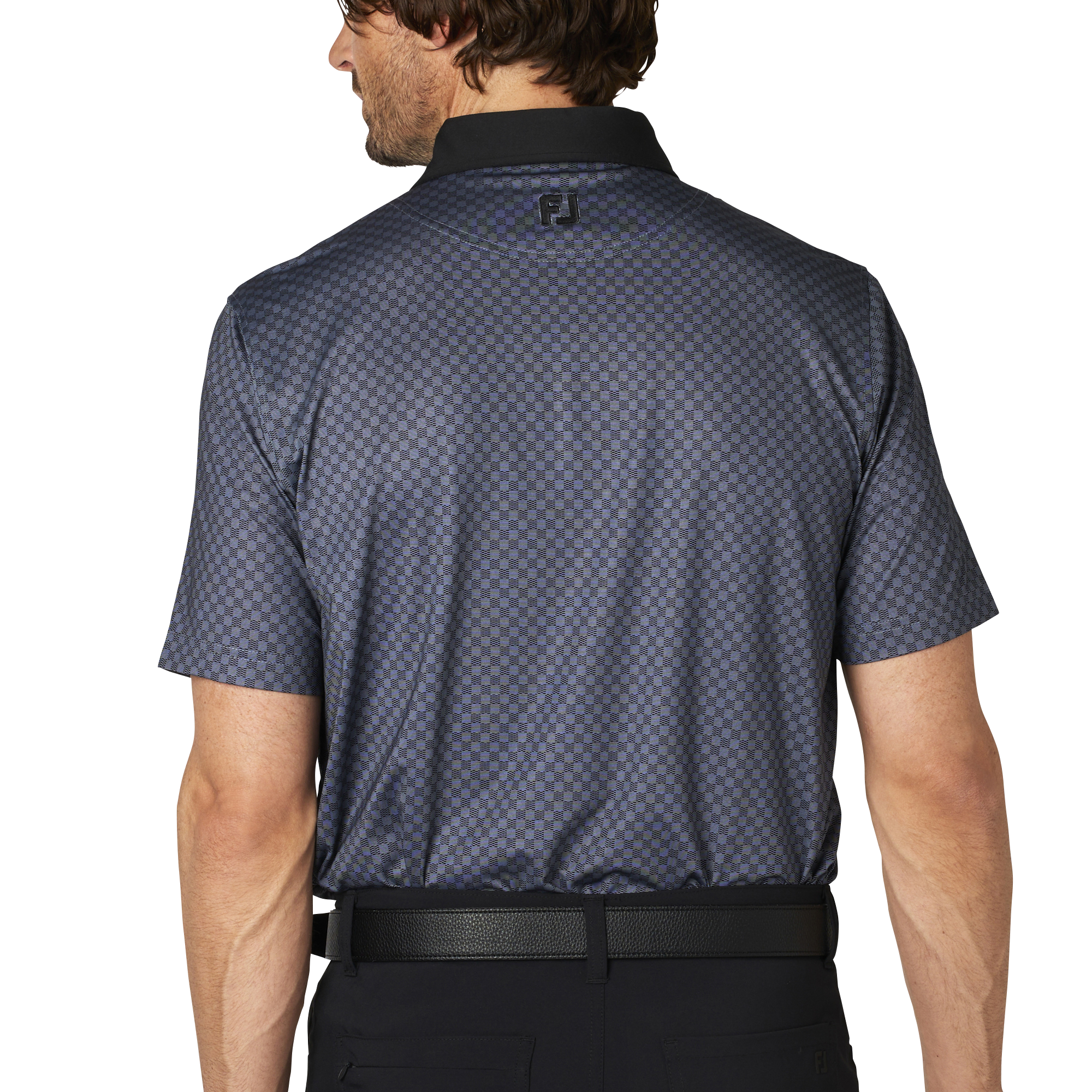 格子ジャカード半袖シャツ