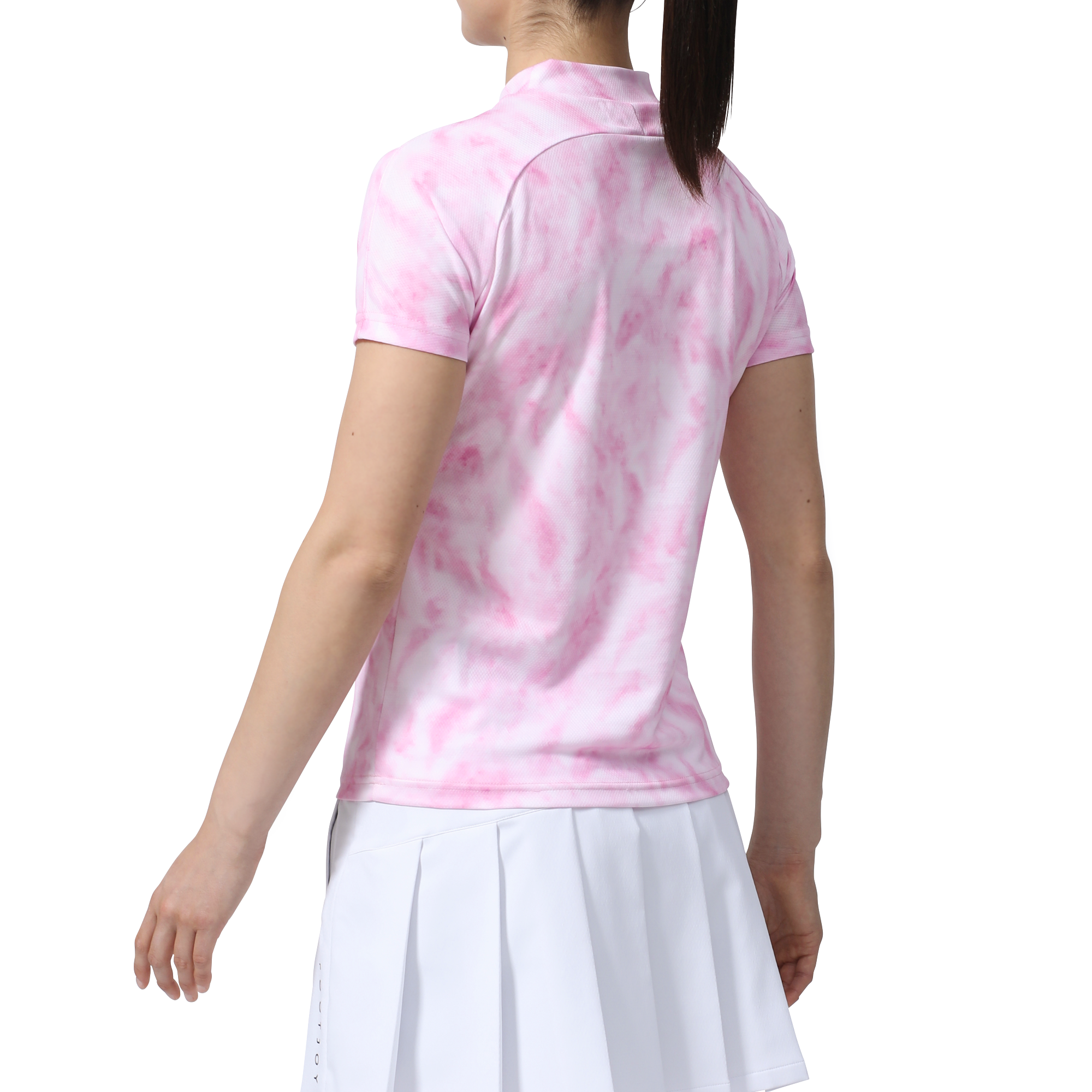 タイダイプリント半袖モックネックシャツ